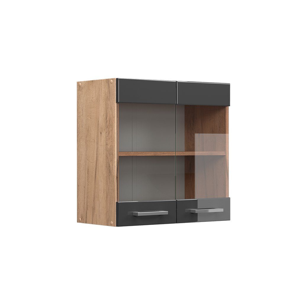 Vicco Glashängeschrank R-Line, Anthrazit Hochglanz/Goldkraft Eiche, günstig online kaufen