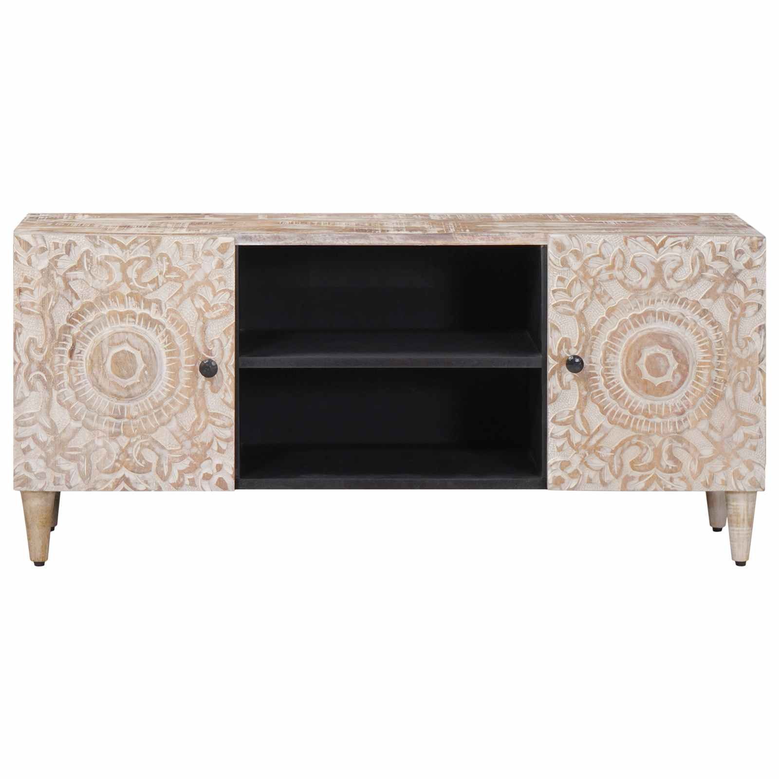 vidaXL TV-Schrank TV-Schränk Weiß 105 x 33,5 x 46 cm Massivholz (1-St)