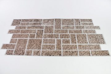 Hexim Wanddekoobjekt SAWN STONE BROWN (Restposten! - stabile und pflegeleichte PVC Platten zur Wandverkleidung z. B. als Küchenrückwand (950x480mm) Wandverblender Wandbild)