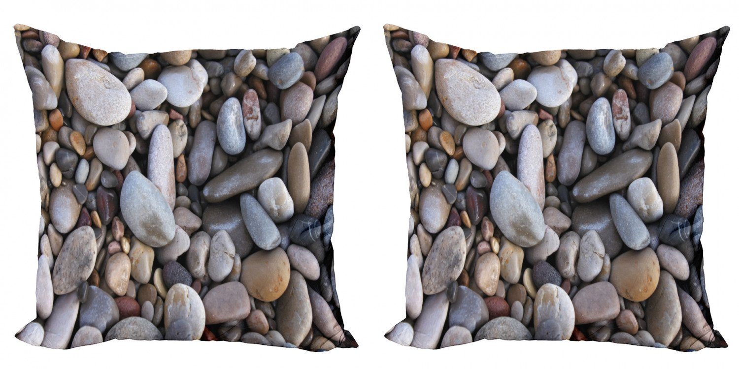 Kissenbezüge Strand Kiesel durch Digitaldruck, Doppelseitiger Accent das (2 Stück), Meer Küsten Abakuhaus Modern