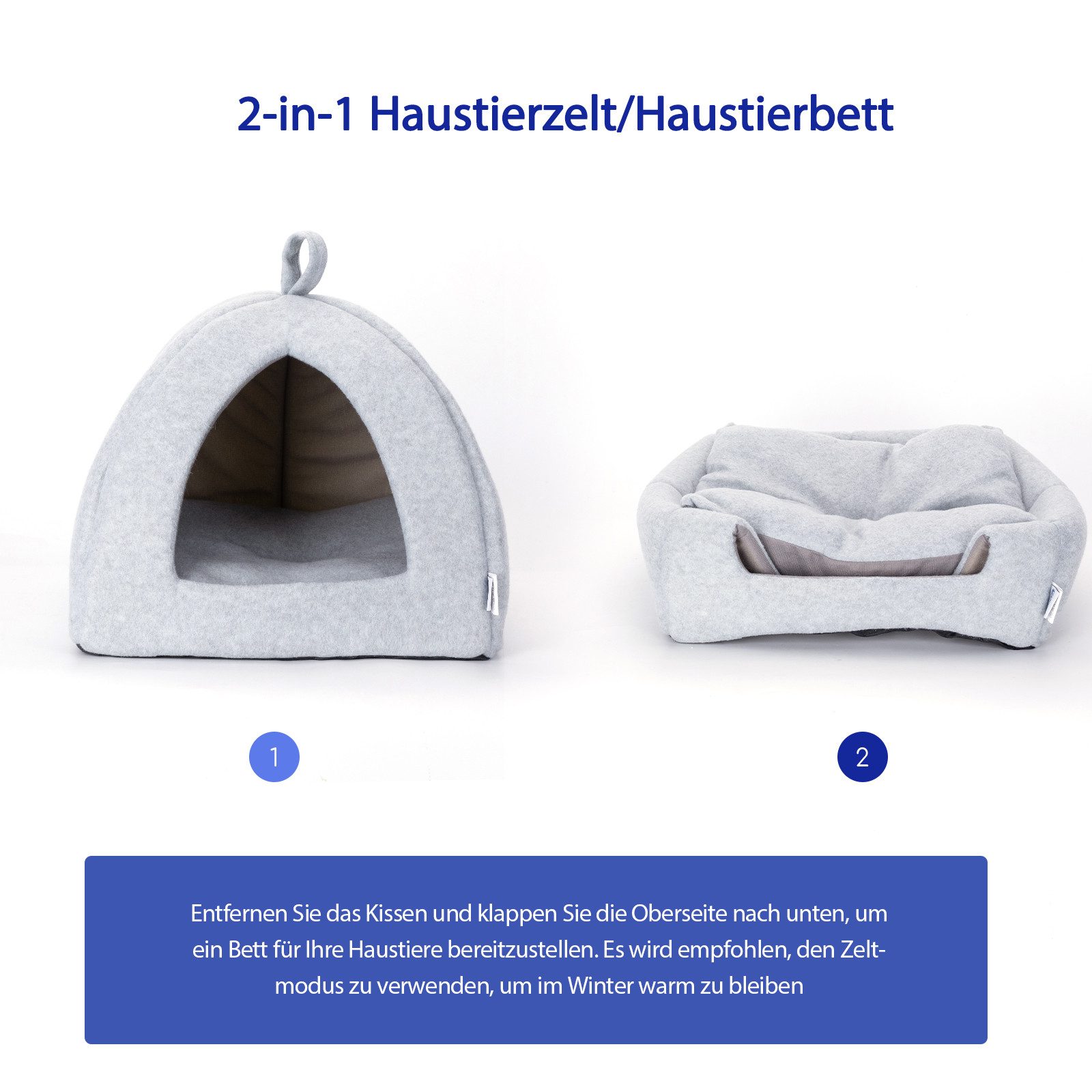 nobleza Tierbett Faltbares Katzenhaus Zwei in Eins Hund Katzenbett – Bild 4 von 5