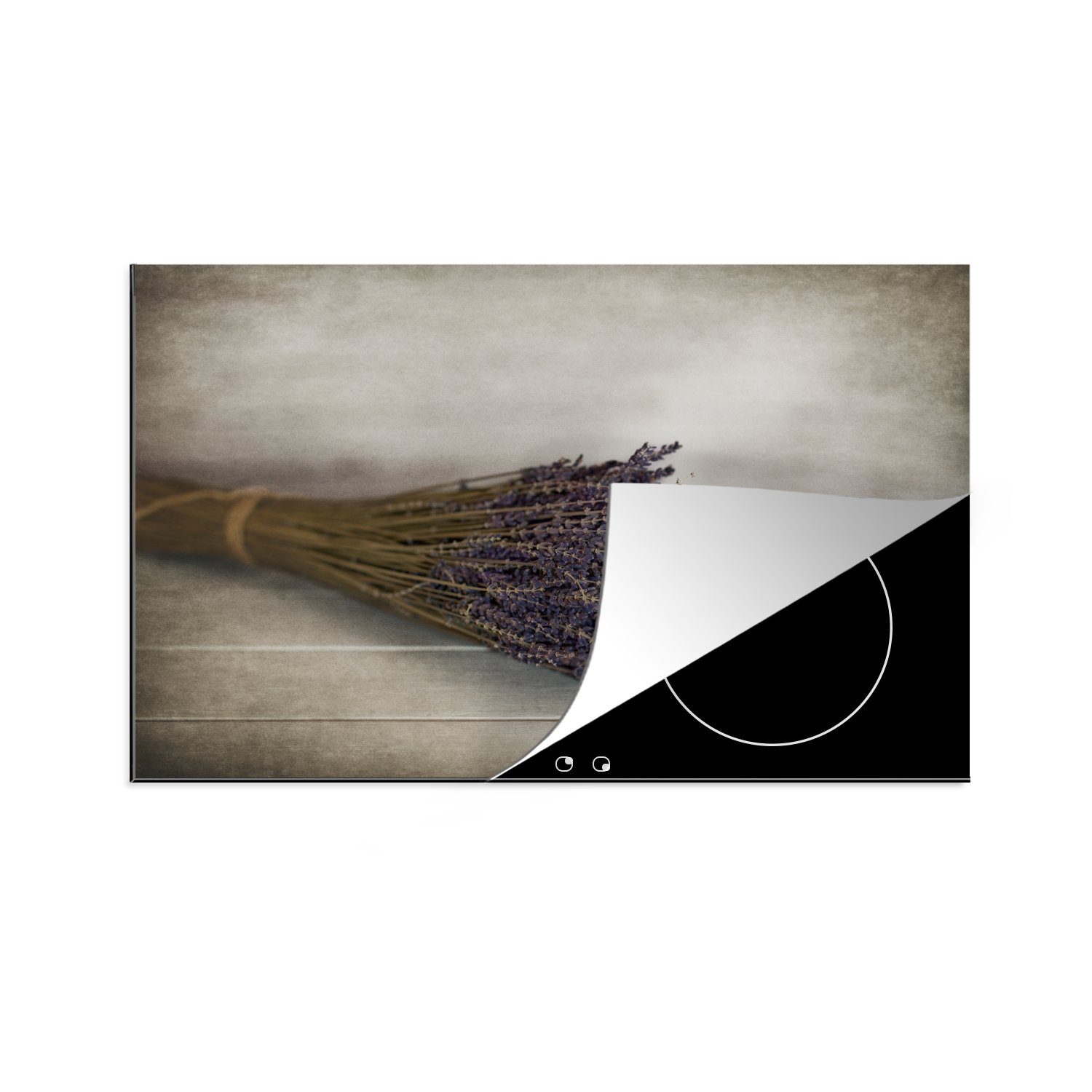 MuchoWow Herdblende-/Abdeckplatte Blumenstrauß aus getrocknetem Schutz Induktionskochfeld 81x52 (1 Ceranfeldabdeckung tlg), küche, Lavendel, cm, Vinyl, die für