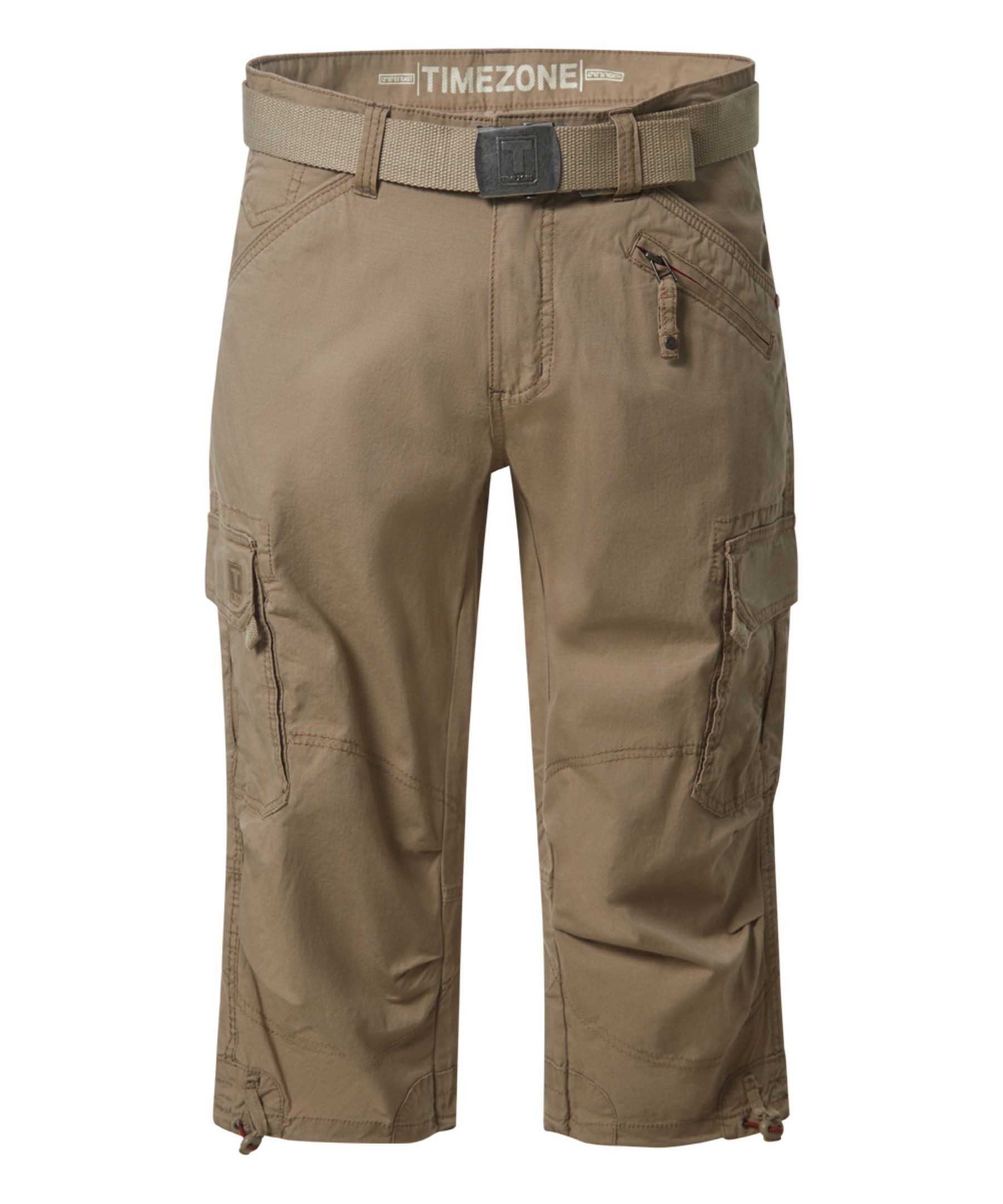 TIMEZONE Cargoshorts Loose Fit Cargo Gürtel Zip-Fly für Herren (1-tlg) Baumwolle Loose Fit 3-4 Ärmel Einfarbig atmungsaktiv