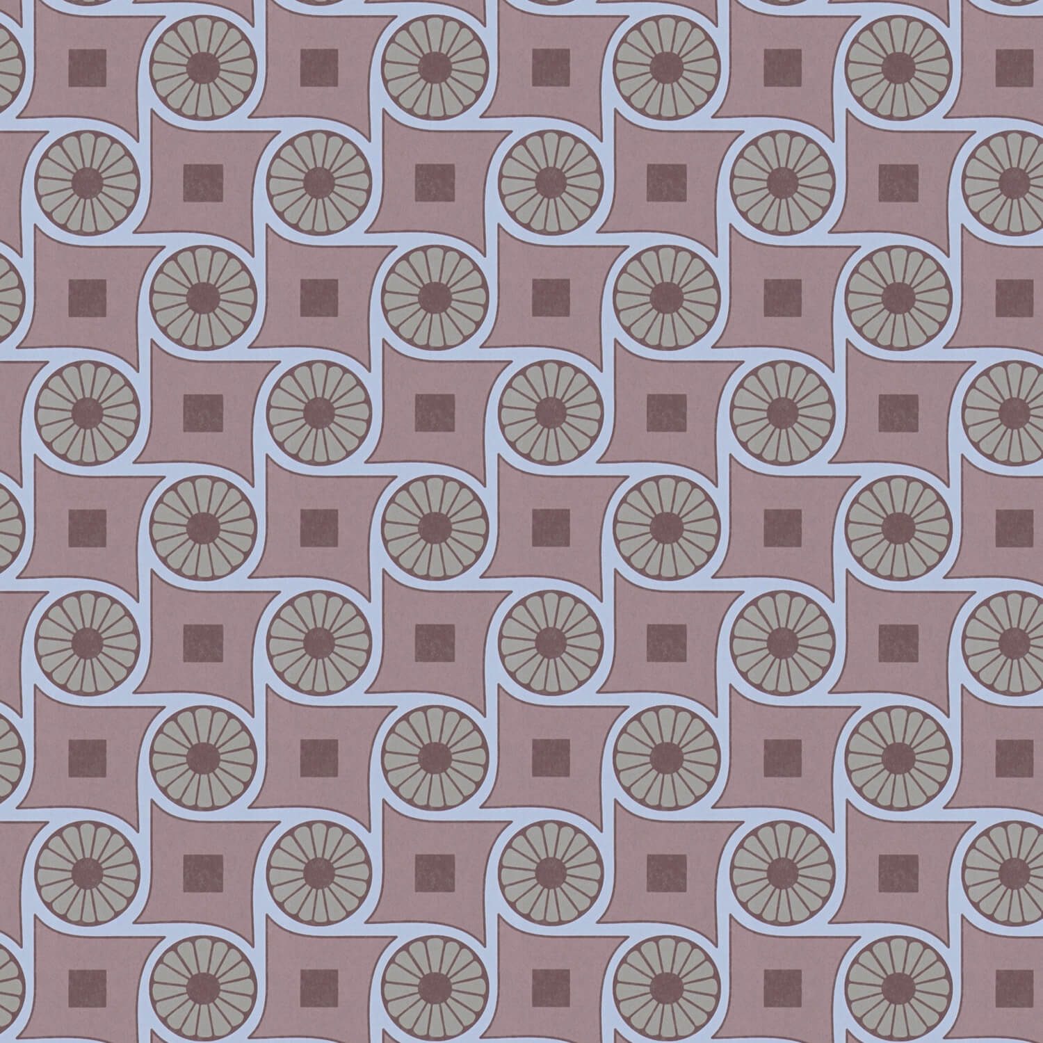 Profhome Vliestapete 390601-GU Retro Tapete geometrisch matt flieder hell-blau hell-braun, glatt, (1 Rolle, 5,33 qm), Vliestapete, flieder