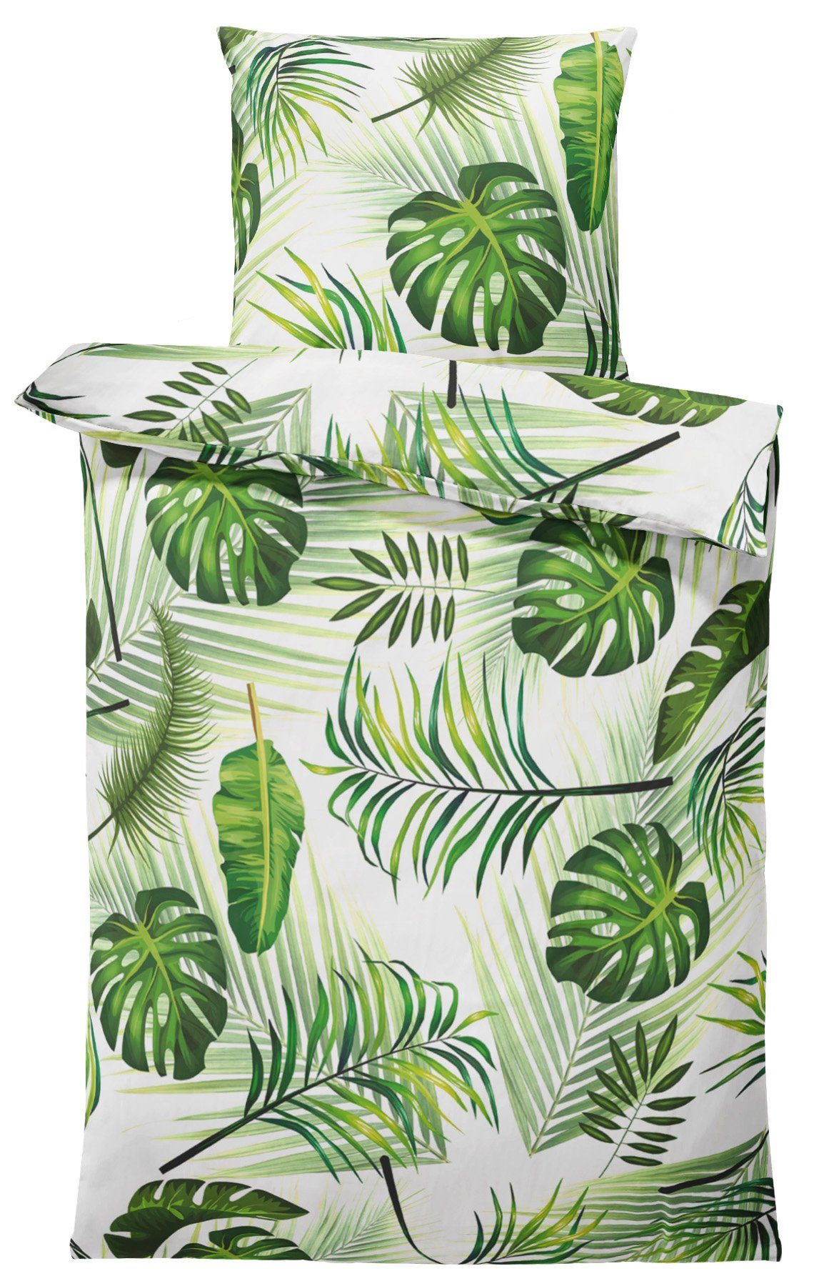 One Home Bettwäsche Tropical, Mikrofaser, 2 teilig, Tropische Blätter günstig online kaufen