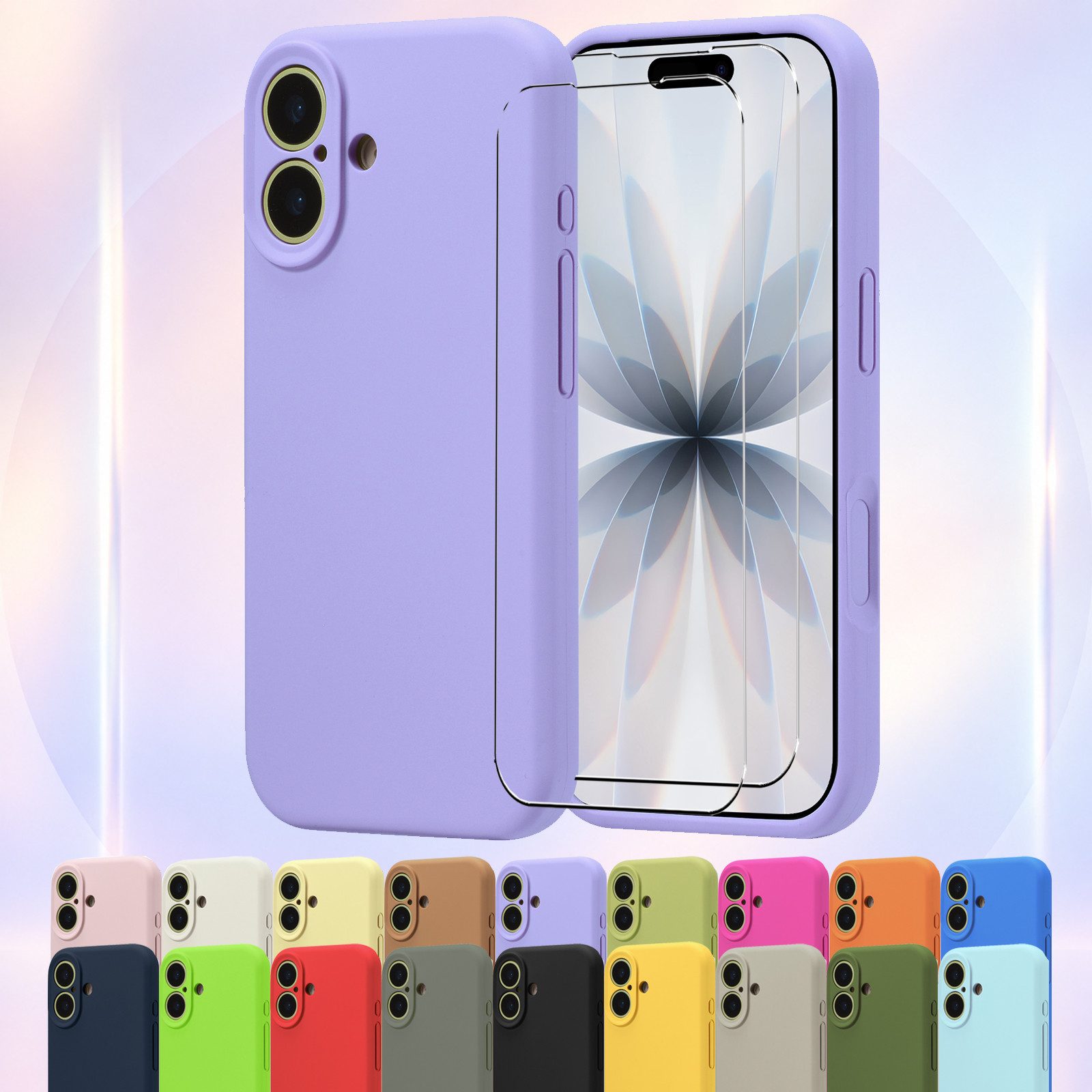 CoolGadget Handyhülle Silikon Pro Schutzhülle inkl. 2x Glas Display Schutzfolie, weiches Innenfutter Cover für iPhone 16 Pro Max Schutz Tasche