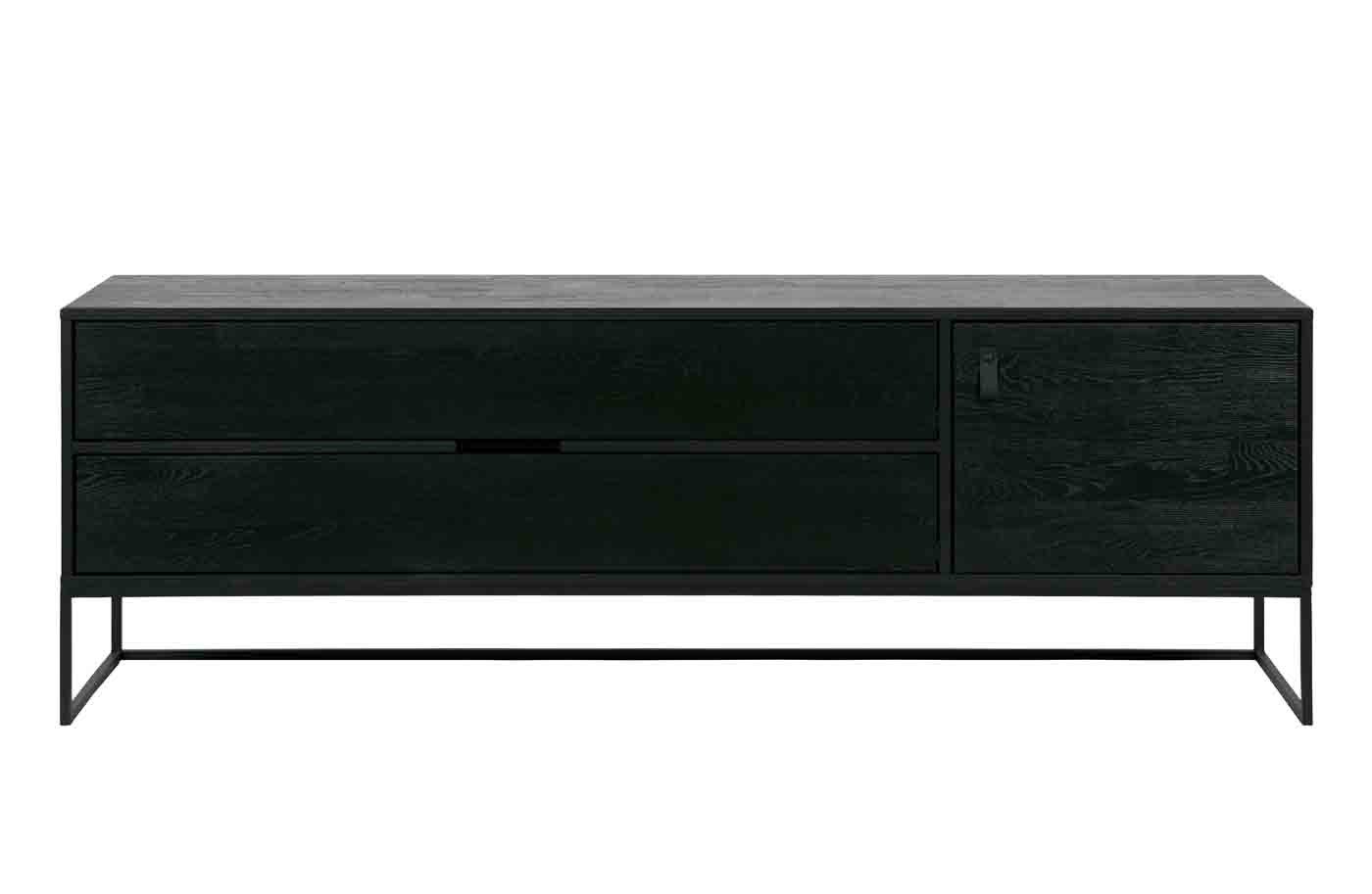 WOOOD TV-Board Silas aus Eschenholz, Schwarz