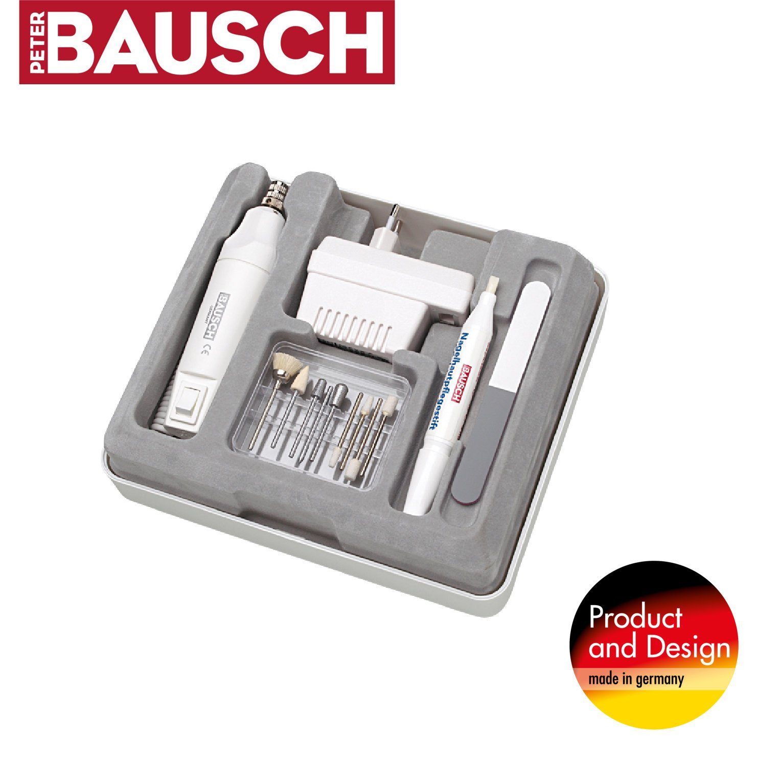 PETER BAUSCH Maniküre-Pediküre-Set Maniküre-/Pediküregerät MIT RUNDUMLICHT, 0375LICHT