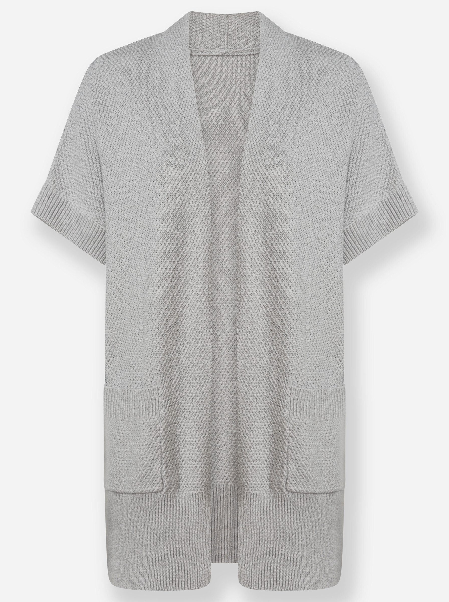 Pullunder Long-Strickjacke Kurzarm