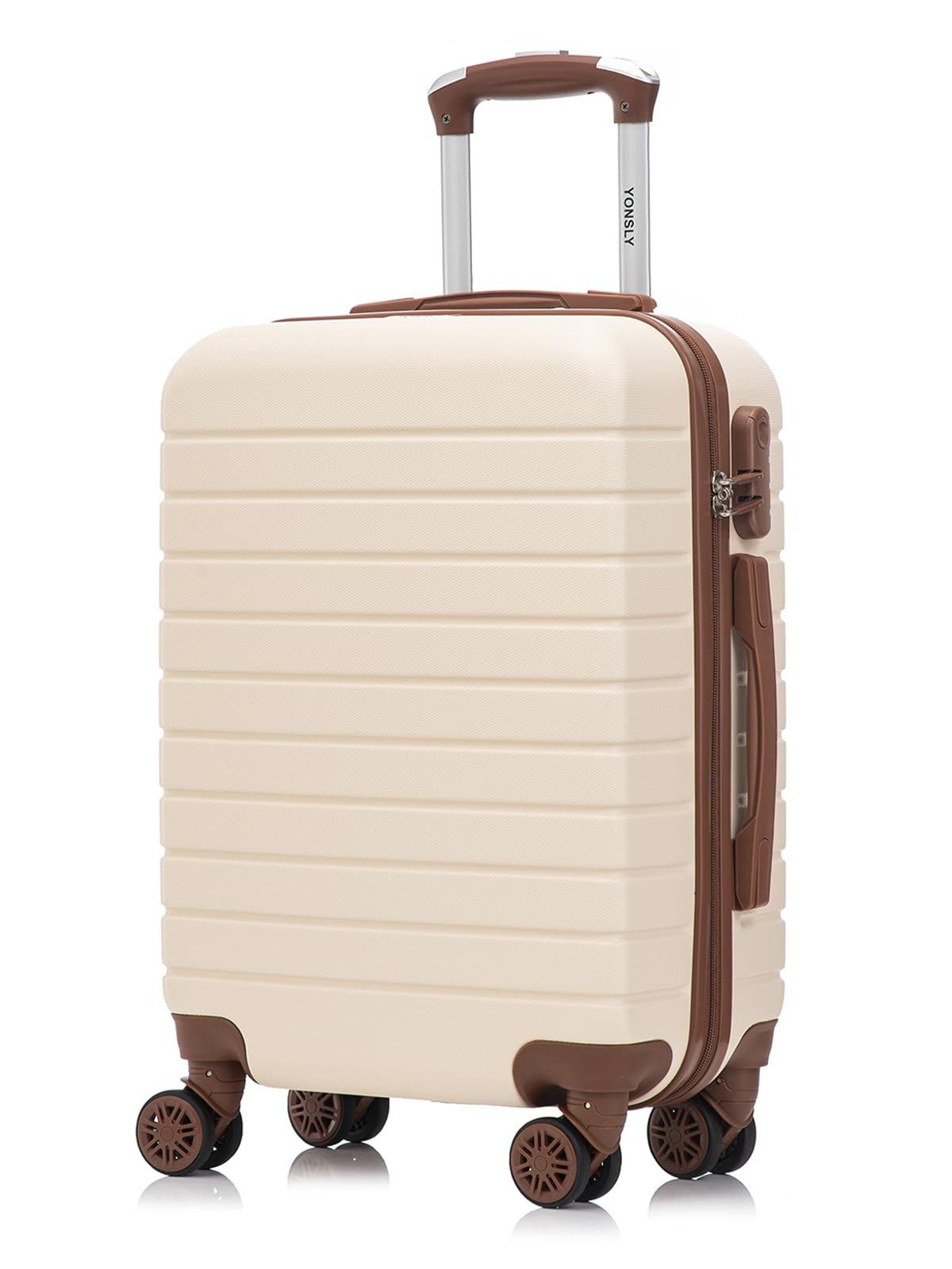 YONSLY Koffer Reisekoffer Hartschale ABS in S, M, L oder XL für jede Reise, 4 Rollen, 360°-Doppelrollen, Zahlenschloss, weicher Gummigriff, leicht