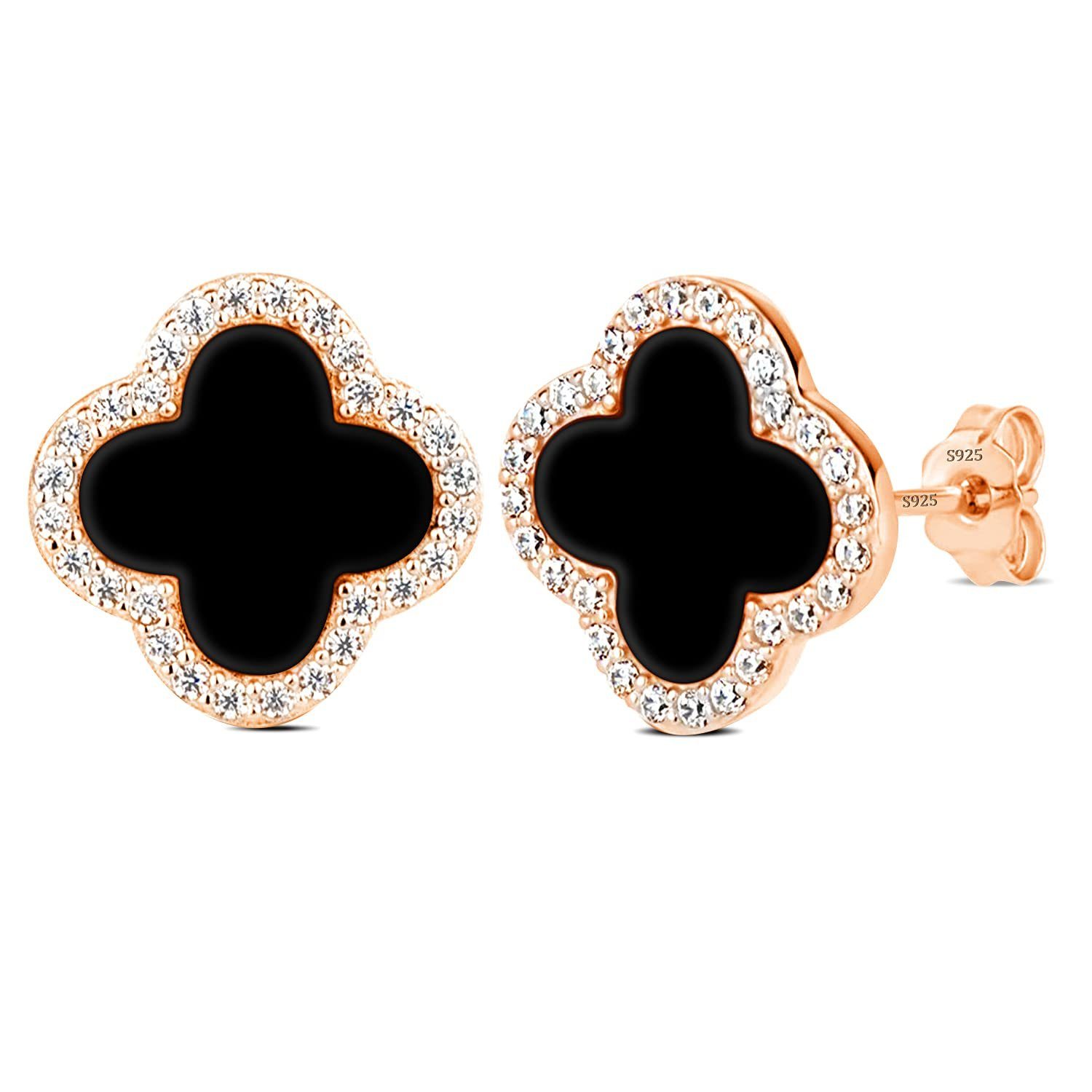 POCHUMIDUU Paar Ohrhänger Personalisierte Ohrringe für Frauen mit Goldklee, Silberschmuck für Frauen aus 925er Sterlingsilber