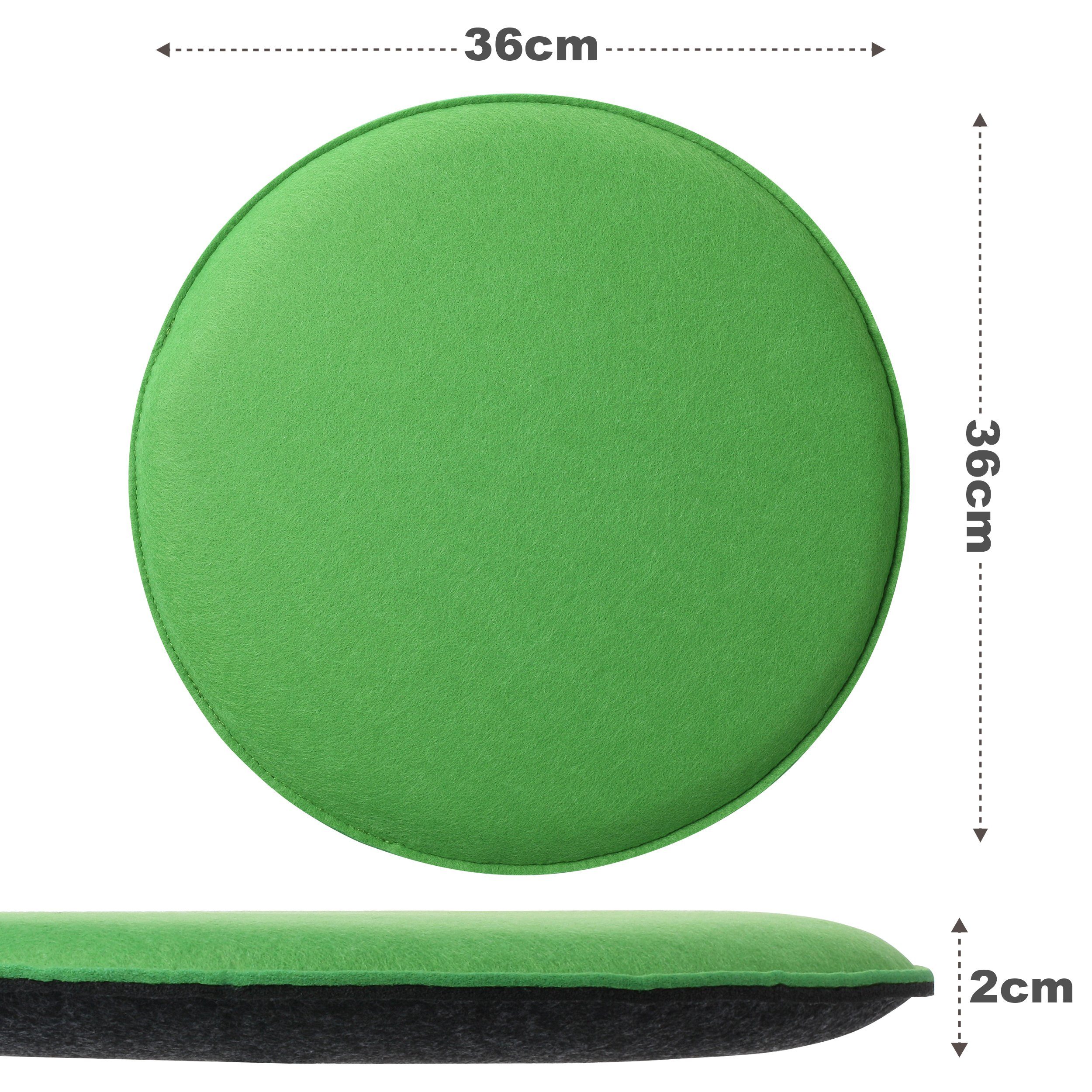 Loco Bird Stuhlkissen 4er Set rund aus Filz Ø 36cm, Stuhlkissen für Schalenstuhl: bequeme Sitzauflage für Bank / Stuhl