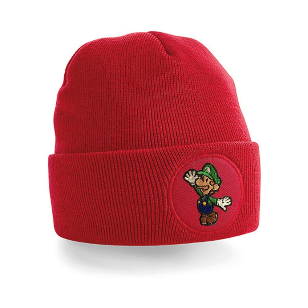 Blondie & Brownie Beanie Unisex Erwachsenen Mütze Luigi Stick Patch Klempner Super Nintendo Rot