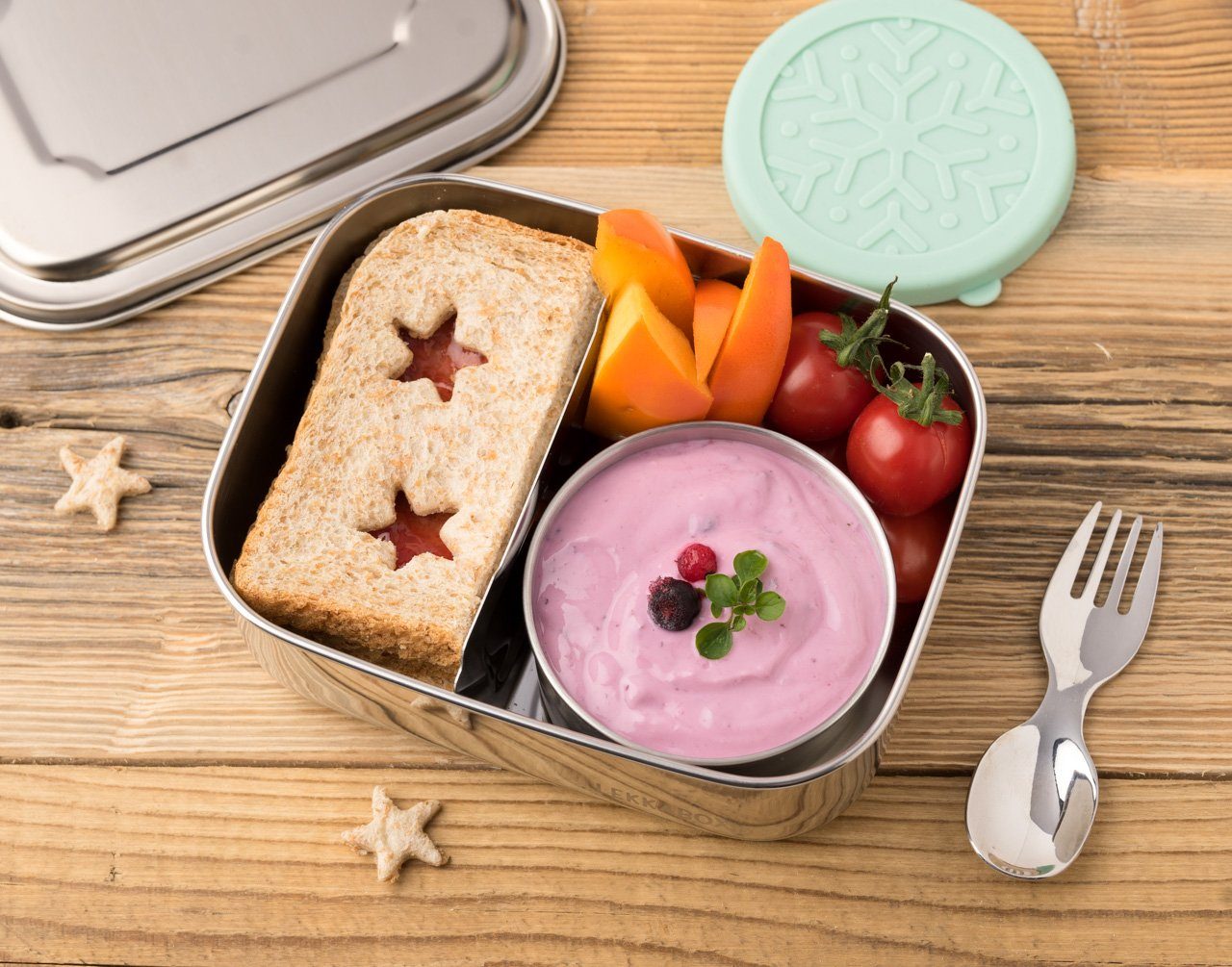 LEKKABOX Ausstechform 6er Set Gemüse Obst Mini Edelstahl Ausstecher klein Anti-Rutsch Griff, Hervorragend zum Ausstechen von Käse, Obst, Gemüse & Co. – Bild 5 von 5