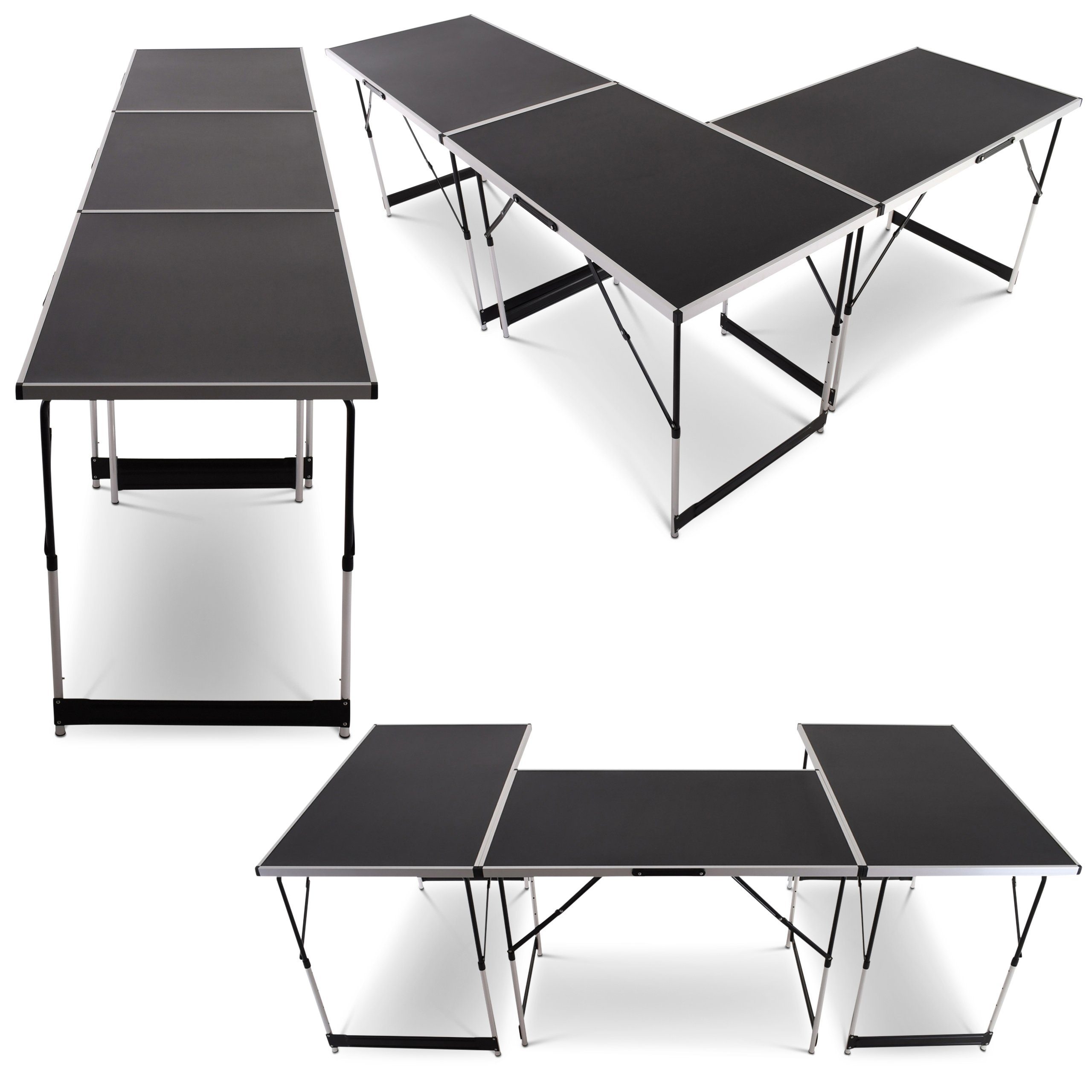 Raburg Arbeitstisch Multi-Tisch-Set OLLI, höhenverstellbar, pro Set), 72,5 cm, 30 Alu-Profil 93,5 (Set, kg 3er 4-fach cm - bis 3-teilig, stabiles Tisch SEIDEN-SCHWARZ