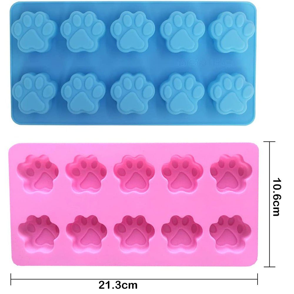 NUODWELL Backform 2 Silikonformen für blaue Rosa+Blau-2 und rosa Welpenpfotenknochen