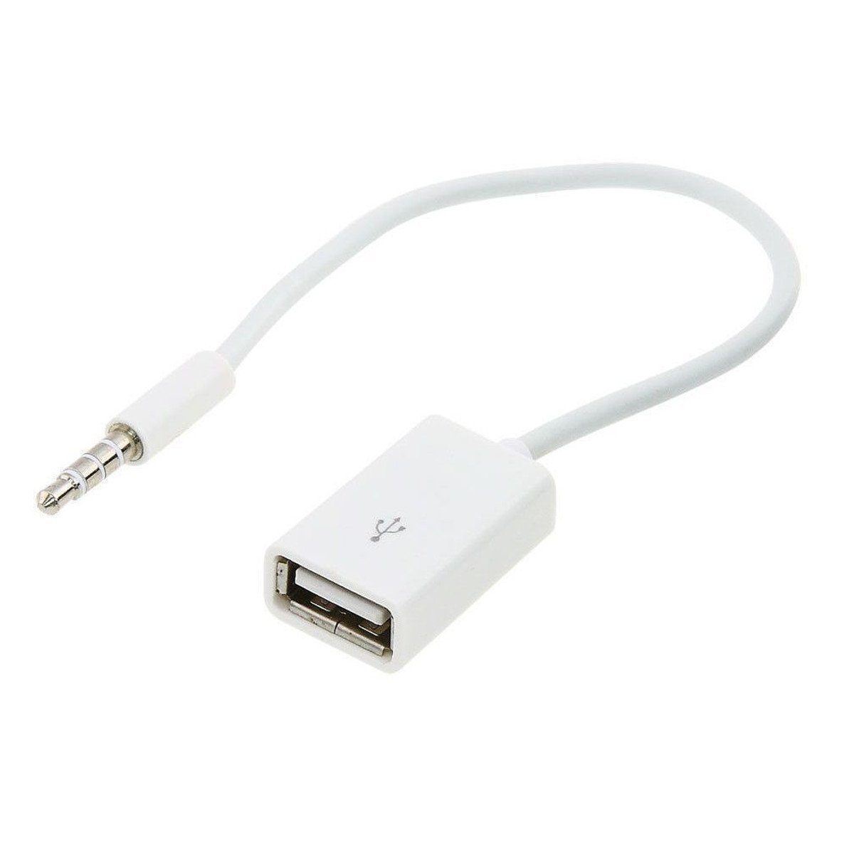 conecto 10 cm Aux-In-Kabel 3,5-mm-Klinke-Stecker auf USB 2.0-Buchse Typ A weiß USB-Kabel