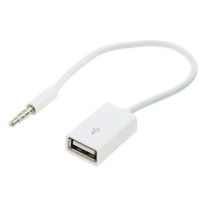conecto 10 cm Aux-In-Kabel 3 5-mm-Klinke-Stecker auf USB 2.0-Buchse Typ A weiß USB-Kabel