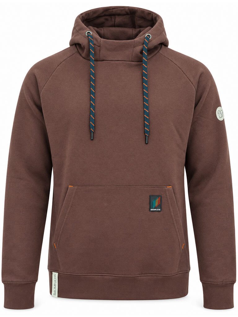 Baumfuchs Kapuzenpullover Herren Sweatshirt Hoodie mit Kapuze - Kapuzenpulli Hoody Pullover Kordeln mit Labelprint, Kängurutasche mit Logo Rubber Badge, Bündchen