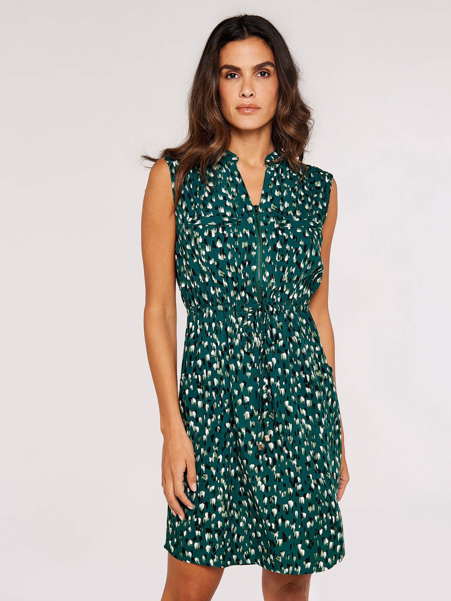 Apricot Minikleid Brushstroke Zip Dress mit Tunnelzugband günstig online kaufen