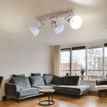 Steinhauer LIGHTING LED Deckenleuchte, Leuchtmittel nicht inklusive, Decken Leuchte Holz Weiß bewegliche Strahler schwenkbar Arbeits Zimmer