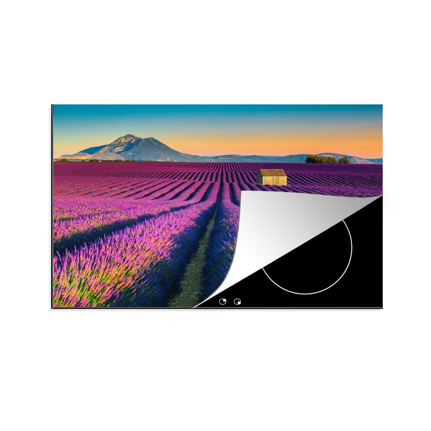 MuchoWow Herdblende-/Abdeckplatte Lavendel (1 - Induktionskochfeld die für cm, Vinyl, Ceranfeldabdeckung Schutz tlg), - 80x52 Blumen, Berg küche