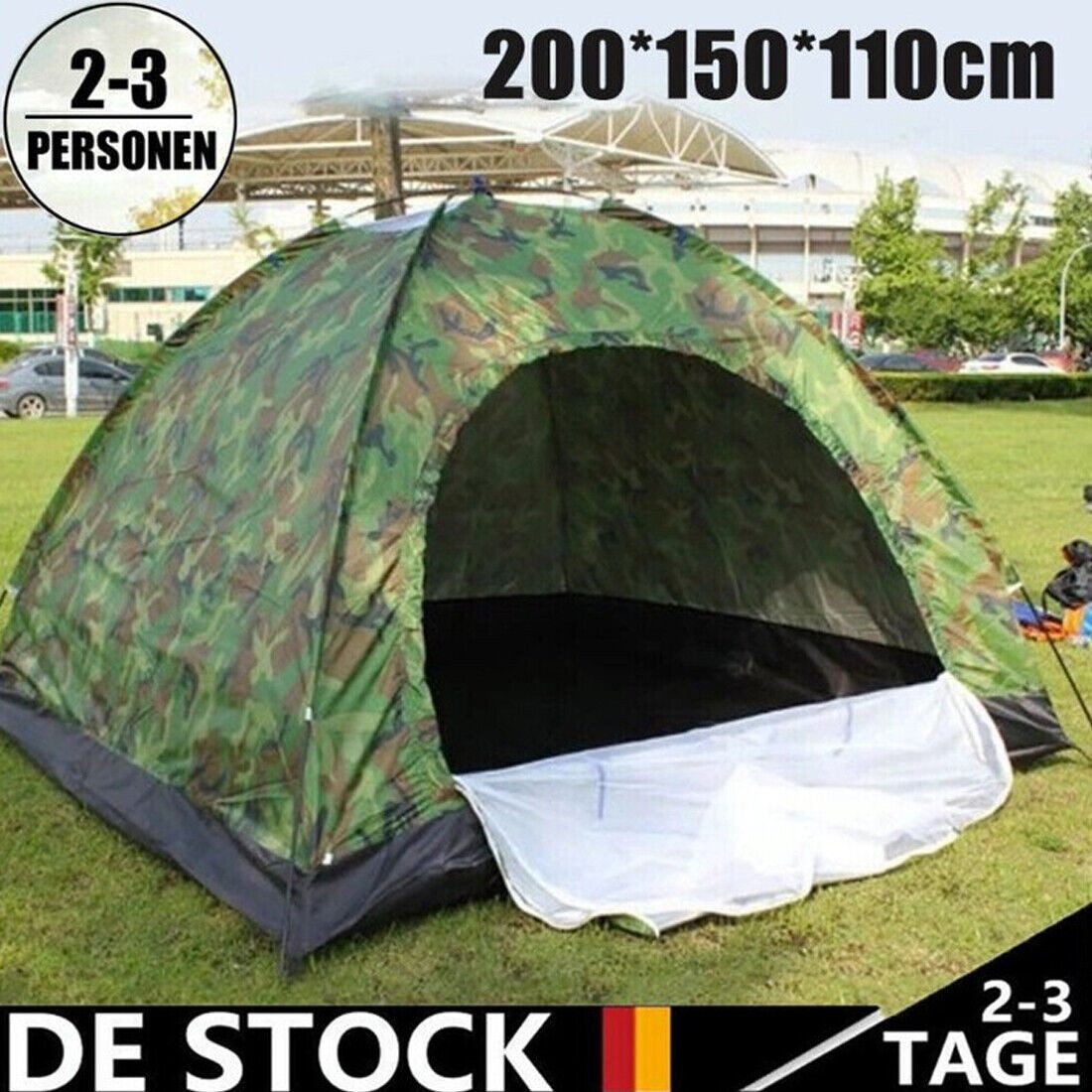 AIMAX Wurfzelt Pop-Up Zelt 2-3 Personen, Wasserdicht, Camping, Trekking, Camouflage