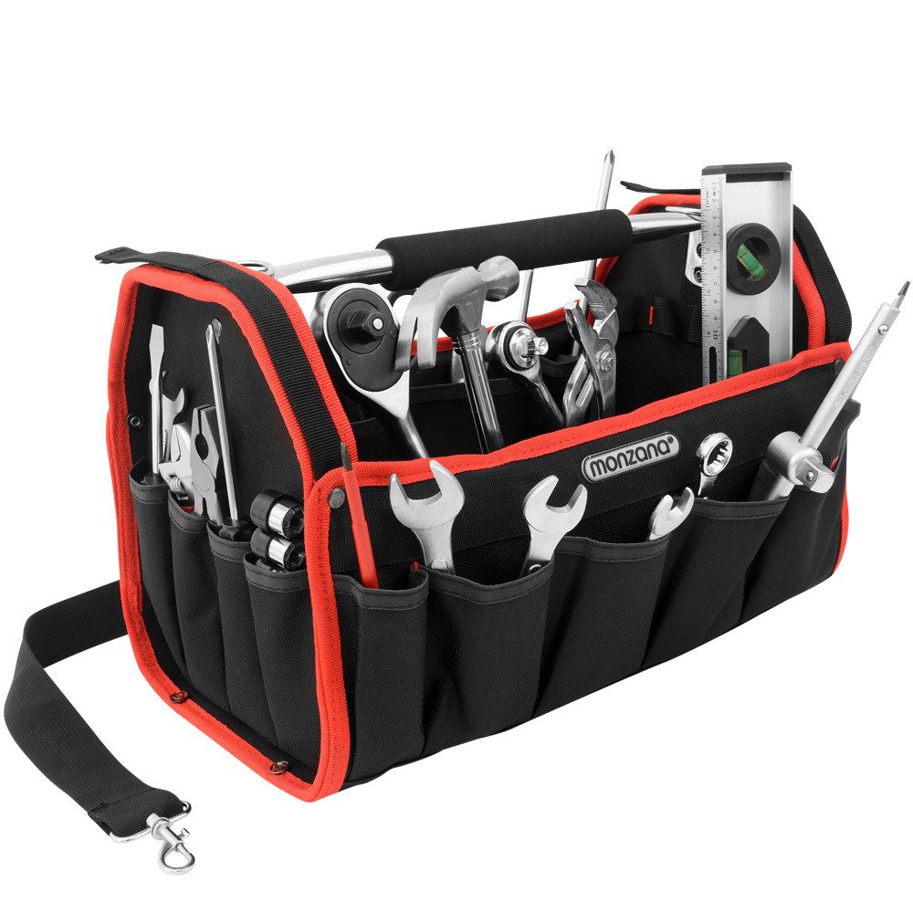 monzana Werkzeugtasche, Werkzeugbox Montagetasche 42cm 8 Innen und 15 Außentaschen Werkzeugbox