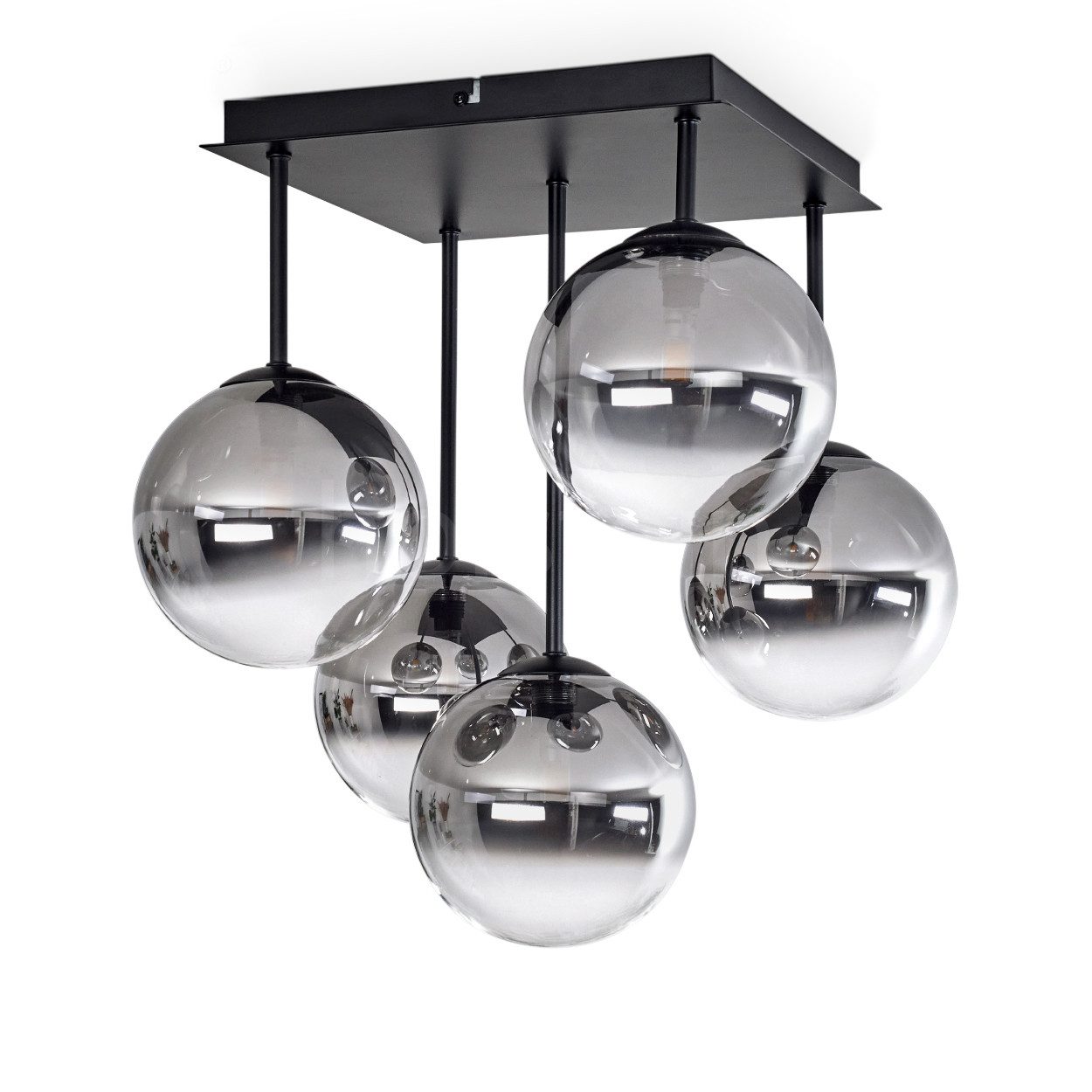 Deckenleuchte Deckenlampe aus Metall/Glas in Schwarz/Rauchfarben/Klar