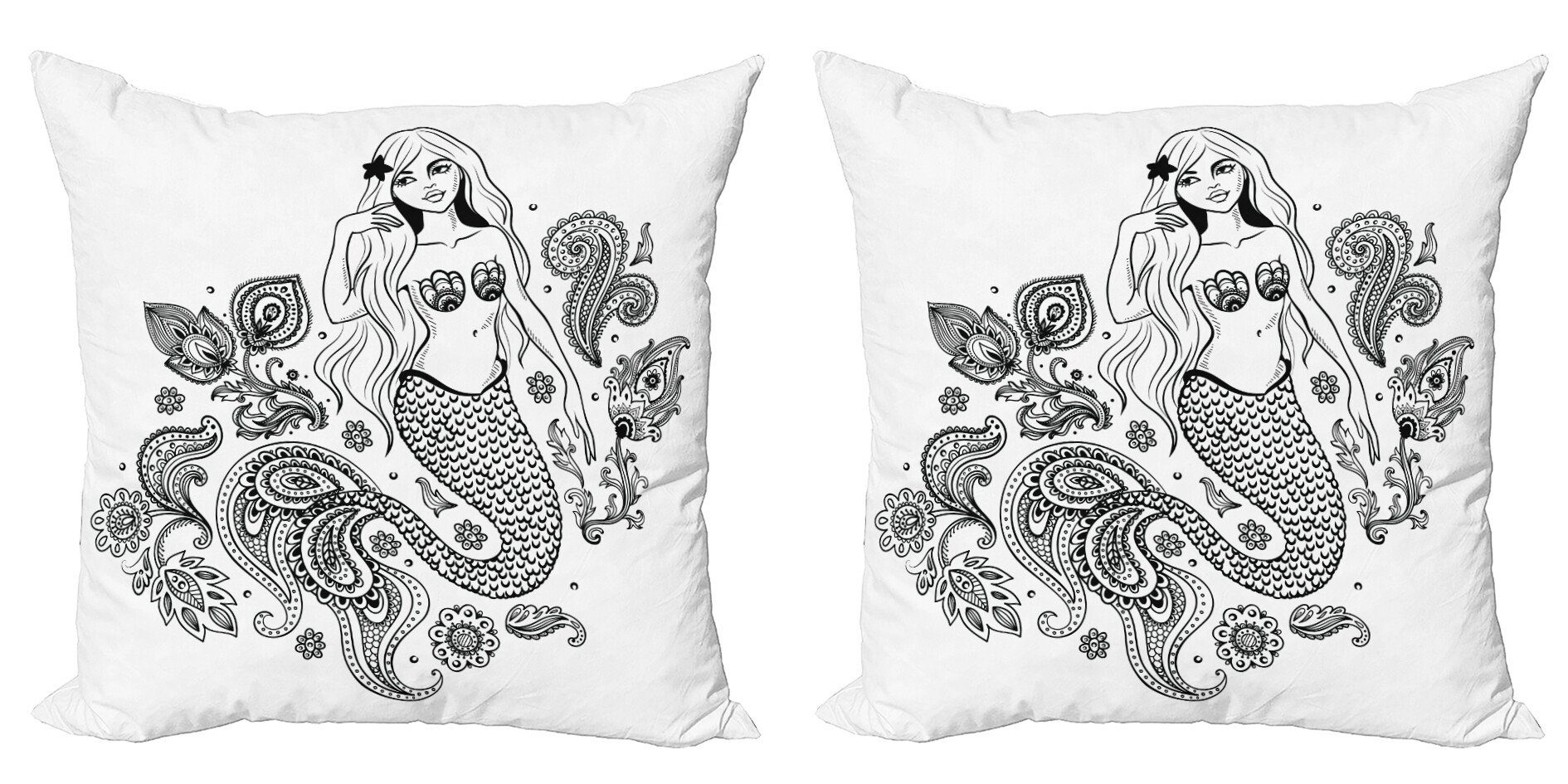 Kissenbezüge Modern Accent Doppelseitiger Digitaldruck, Abakuhaus (2 Stück), Paisley Mermaid in Ocean