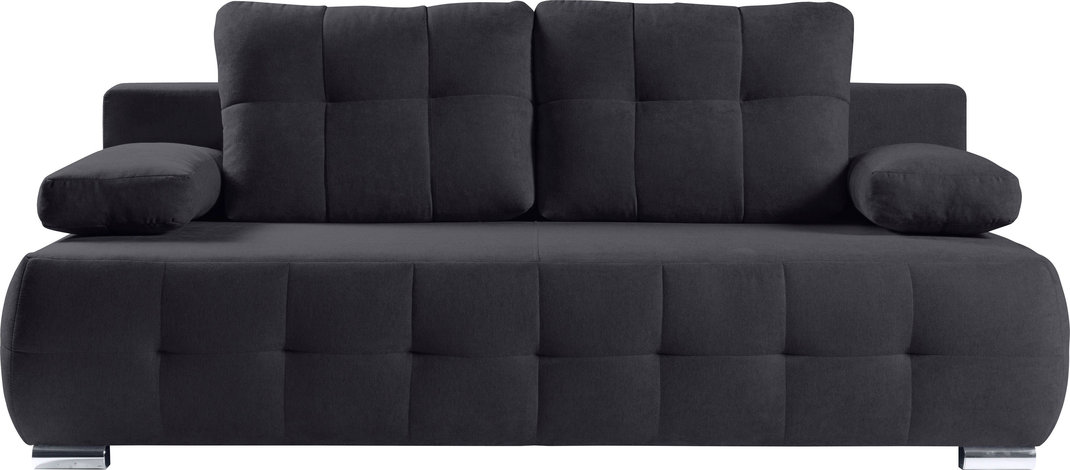 WERK2 anthrazit Federkern | Indigo, & anthrazit Sofa mit und Schlafcouch anthrazit 2-Sitzer Schlafsofa | Bettkasten