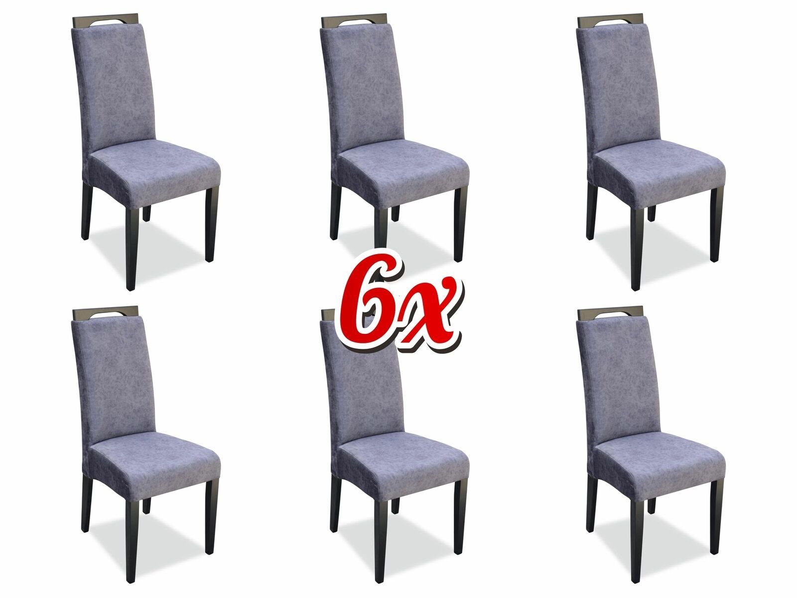 JVmoebel Stuhl, Lehnstuhl 6x Stühle Polster Textil Stoff Essgruppe Garnitur Set Komplett Design