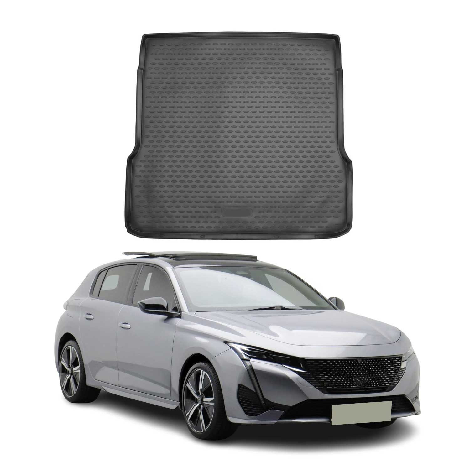 Kofferraummatte Kofferraumwanne für Peugeot 308 2022-2024 Gummi TPE Schwarz