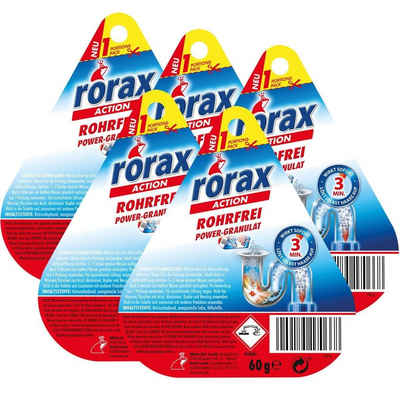 rorax 5x rorax Rohrfrei Power-Granulat Portionspack 60g - Wirkt sofort & lös Rohrreiniger