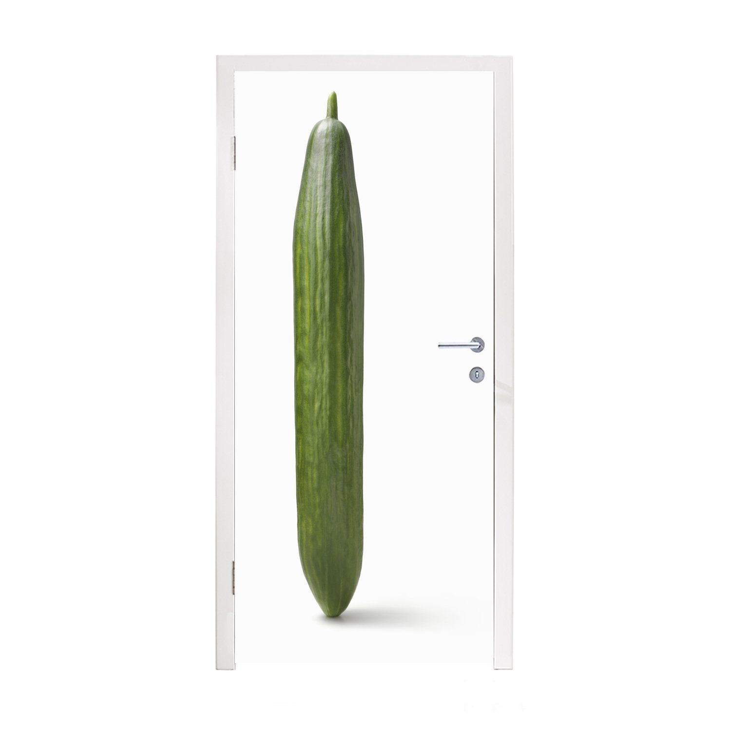 MuchoWow Türtapete Aufrecht stehende Gurke mit weißem Hintergrund, Matt, bedruckt, (1 St), Fototapete für Tür, Türaufkleber, 75x205 cm