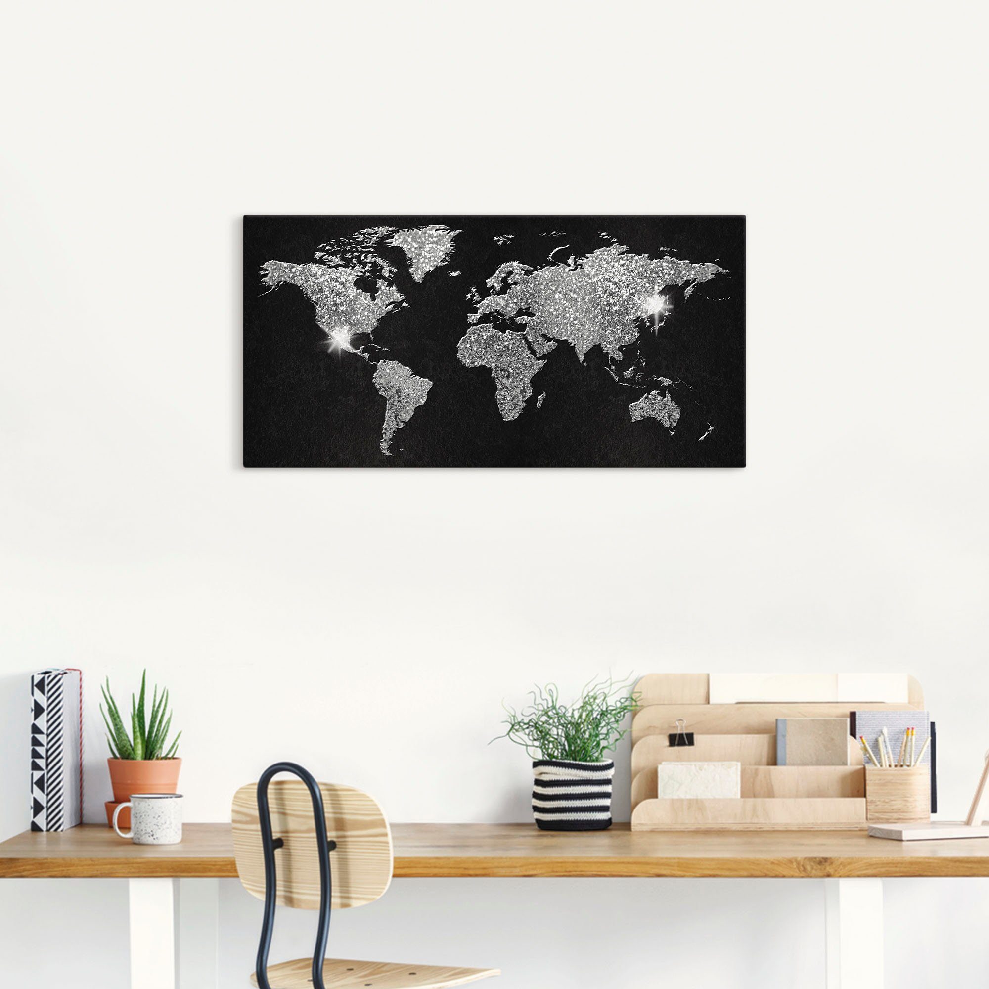 Artland Wandbild »Weltkarte Glitzer«, Land- & Weltkarten (1 Stück), in vielen Größen & Produktarten - Alubild / Outdoorbild für den Außenbereich, Leinwandbild, Poster, Wandaufkleber / Wandtattoo auch für Badezimmer geeignet-HomeTrends