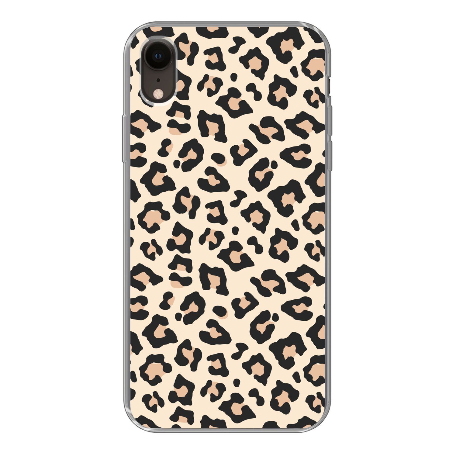 MuchoWow Handyhülle für Apple iPhone XR Weiß - Rosa - Leopardenmuster, Smartphone-Bumper, Print, Handy Schutzhülle Dünn