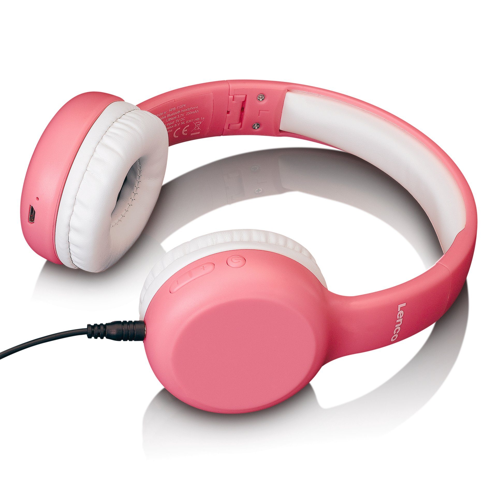 mit Pink Over-Ear-Kopfhörer HPB-110 Lenco Kinderkopfhörer Sticker