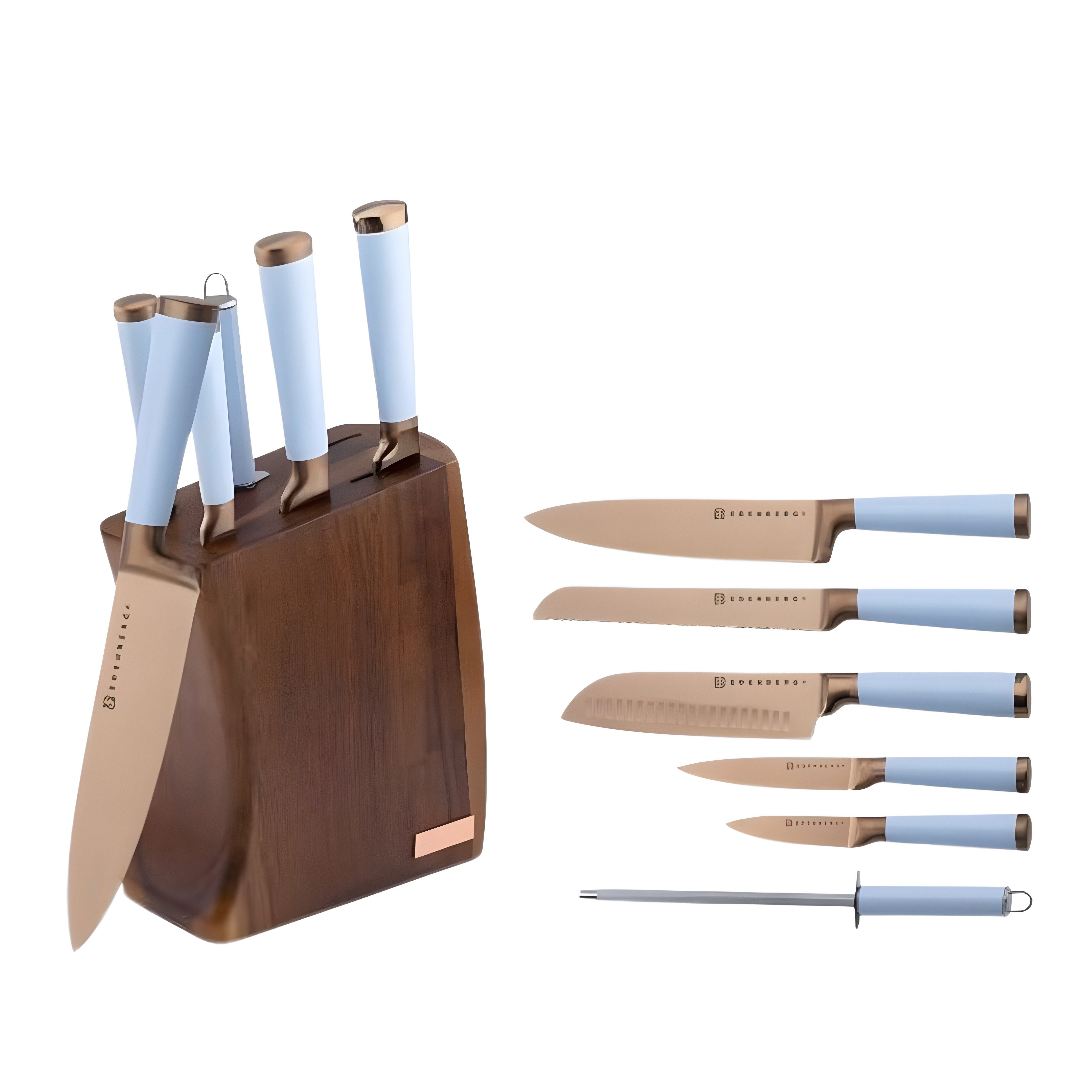 Edenberg Messerblock mit Messern Messerset mit Block Holz (7tlg), Holz-Messerblock, Titanbeschichtung
