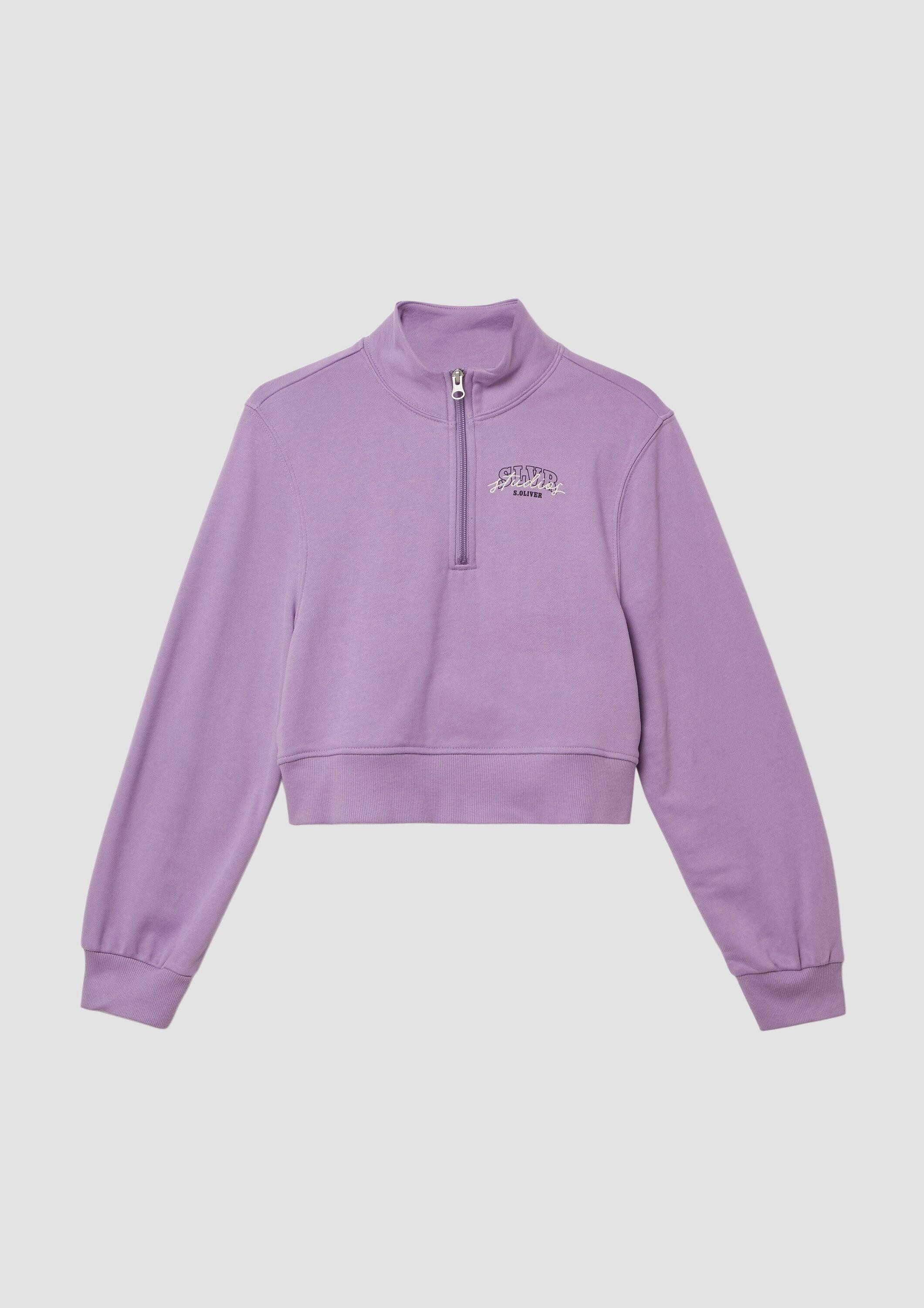 s.Oliver Sweatshirt Sweatshirt Cropped-Sweatshirt mit Stehkragen und Reißverschluss