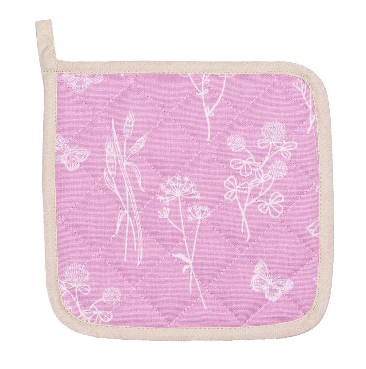 ca. Wildblumen, 22x22 2-teilig), Topflappen, Kracht 2-tlg., 2er Set Topflappen (Set, cm wattiert, pink