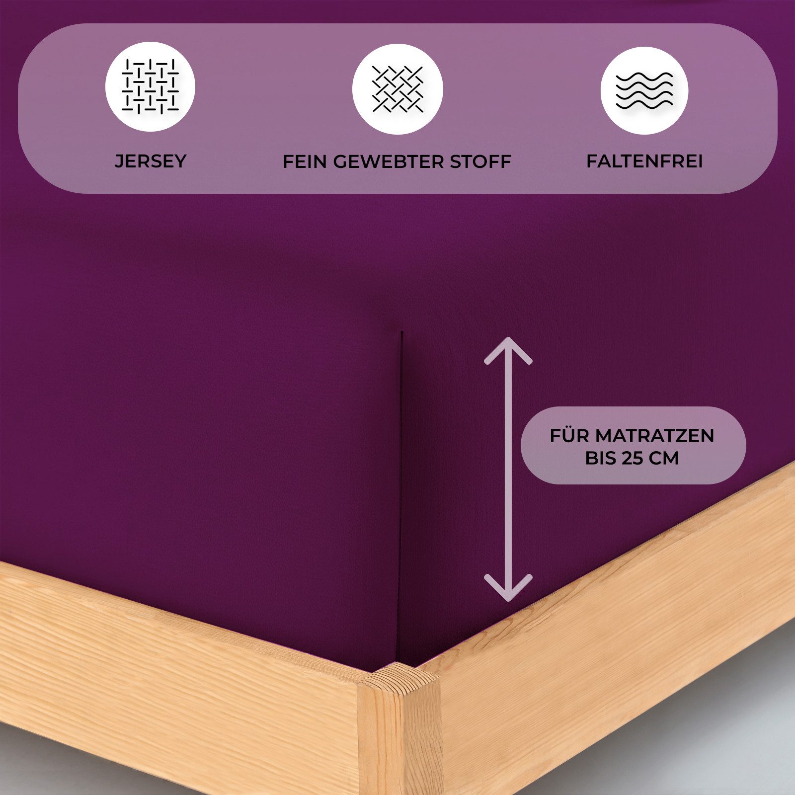 Buymax Spannbettlaken 2-er Set, Doppelpack, Bettlaken, Jersey 100% Baumwolle, Gummizug: rundum, (2 Stück), Pflegeleicht und Atmungsaktiv in Verschiedenen Farben und Größen