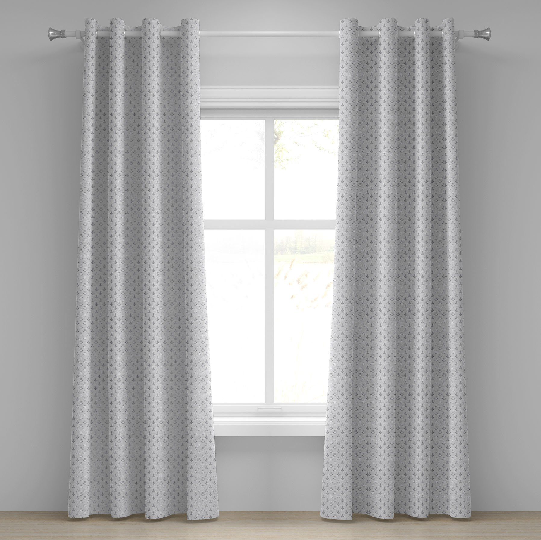 Gardine Dekorative 2-Panel-Fenstervorhänge für Schlafzimmer Wohnzimmer, Abakuhaus, Anker Wellenmuster