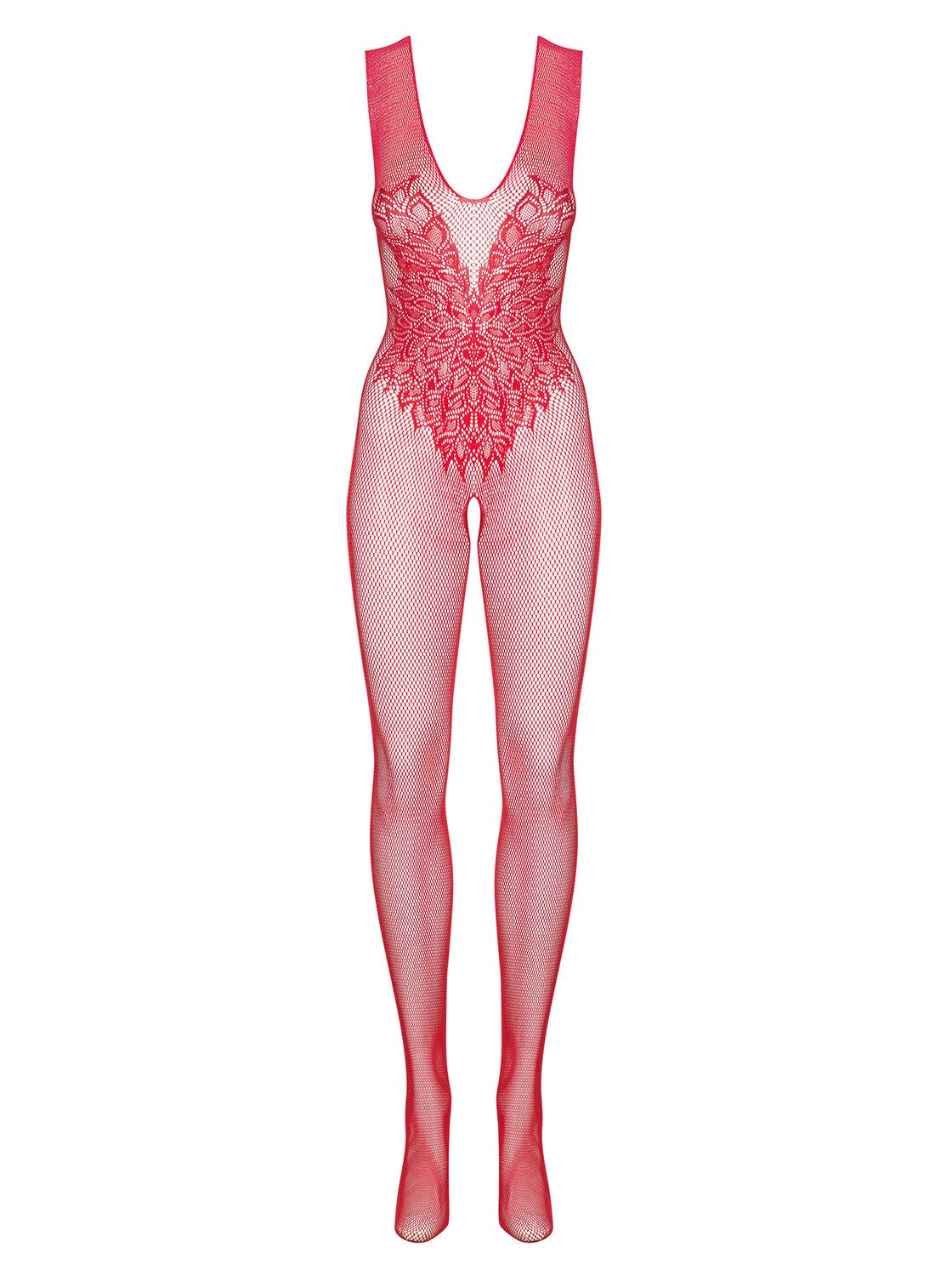Obsessive Bodystocking Catsuit in rot ouvert elastisch transparent