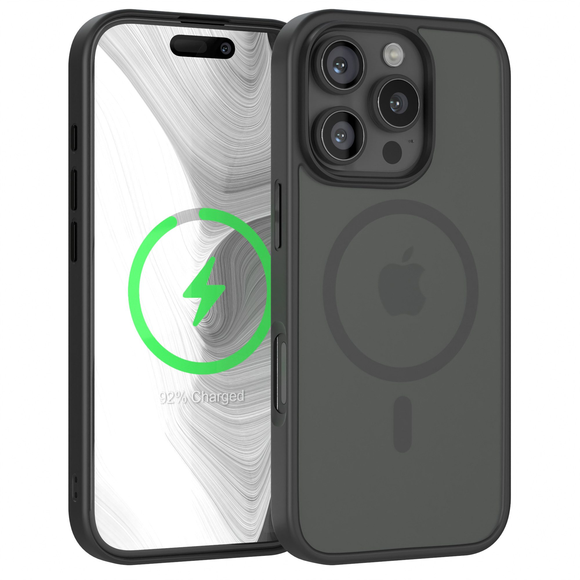 EAZY CASE Handyhülle Outdoor Case MagSafe für Apple iPhone 16 Pro 6,3 Zoll, Outdoor Handy Hülle Slim Cover Silicon Case Bumper Outdoorcase Schwarz