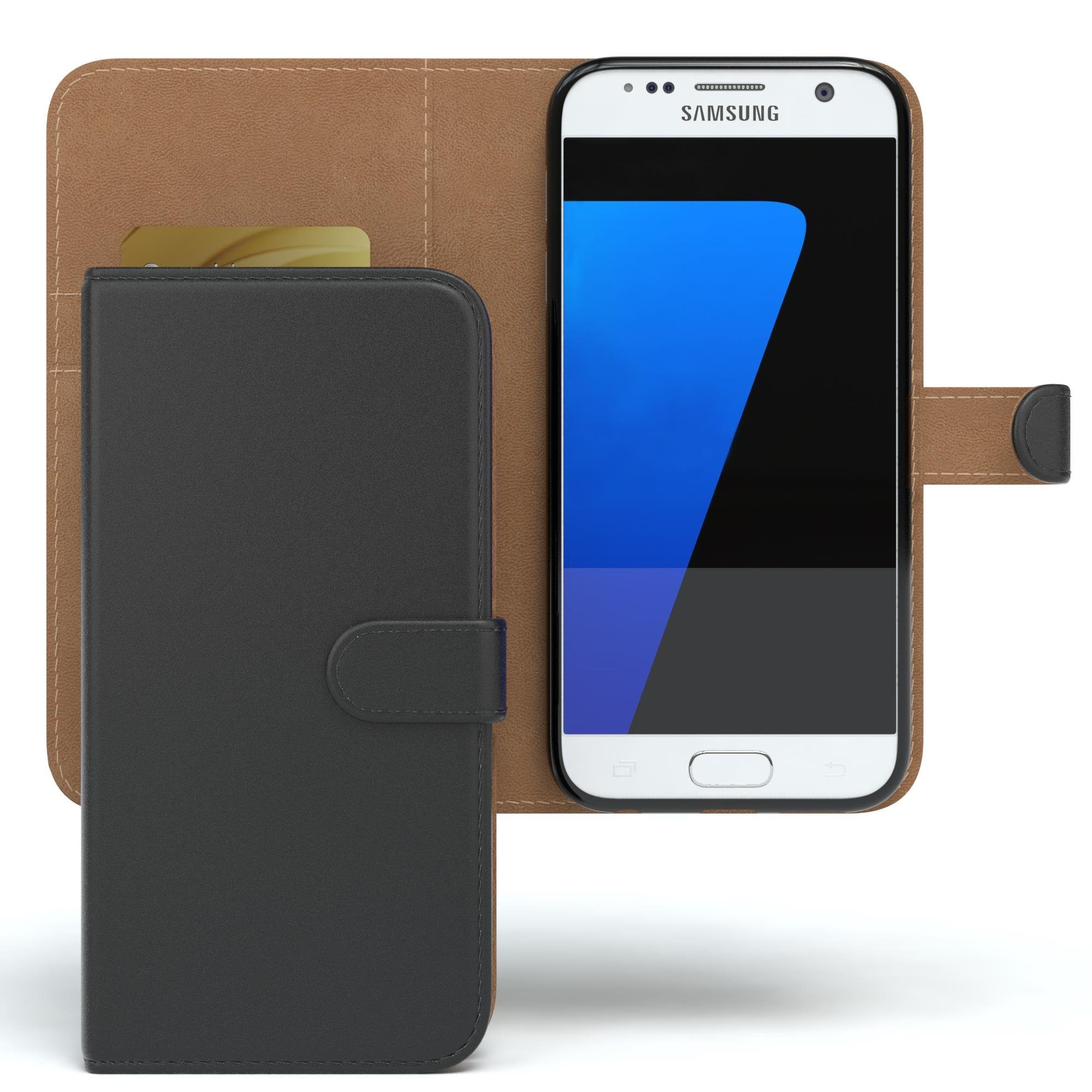 EAZY CASE Handyhülle Uni Bookstyle für Samsung Galaxy S7 5,1 Zoll, Schutzhülle mit Standfunktion Kartenfach Handytasche aufklappbar Etui