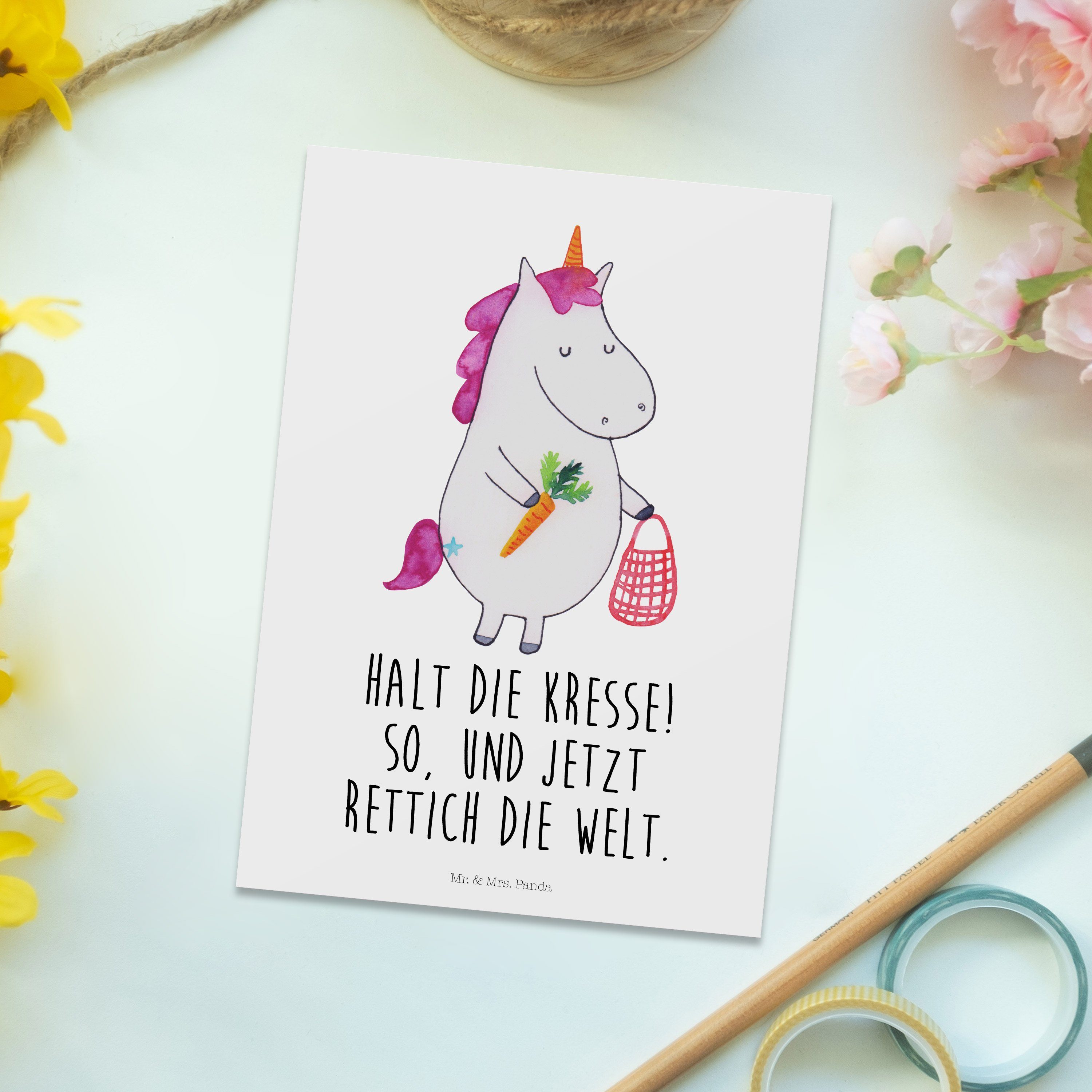 Mr. & Mrs. Panda Weiß Einhorn Deko, - Geburtstagskarte, - Postkarte Gemüse Geschenk, Gru Einhorn