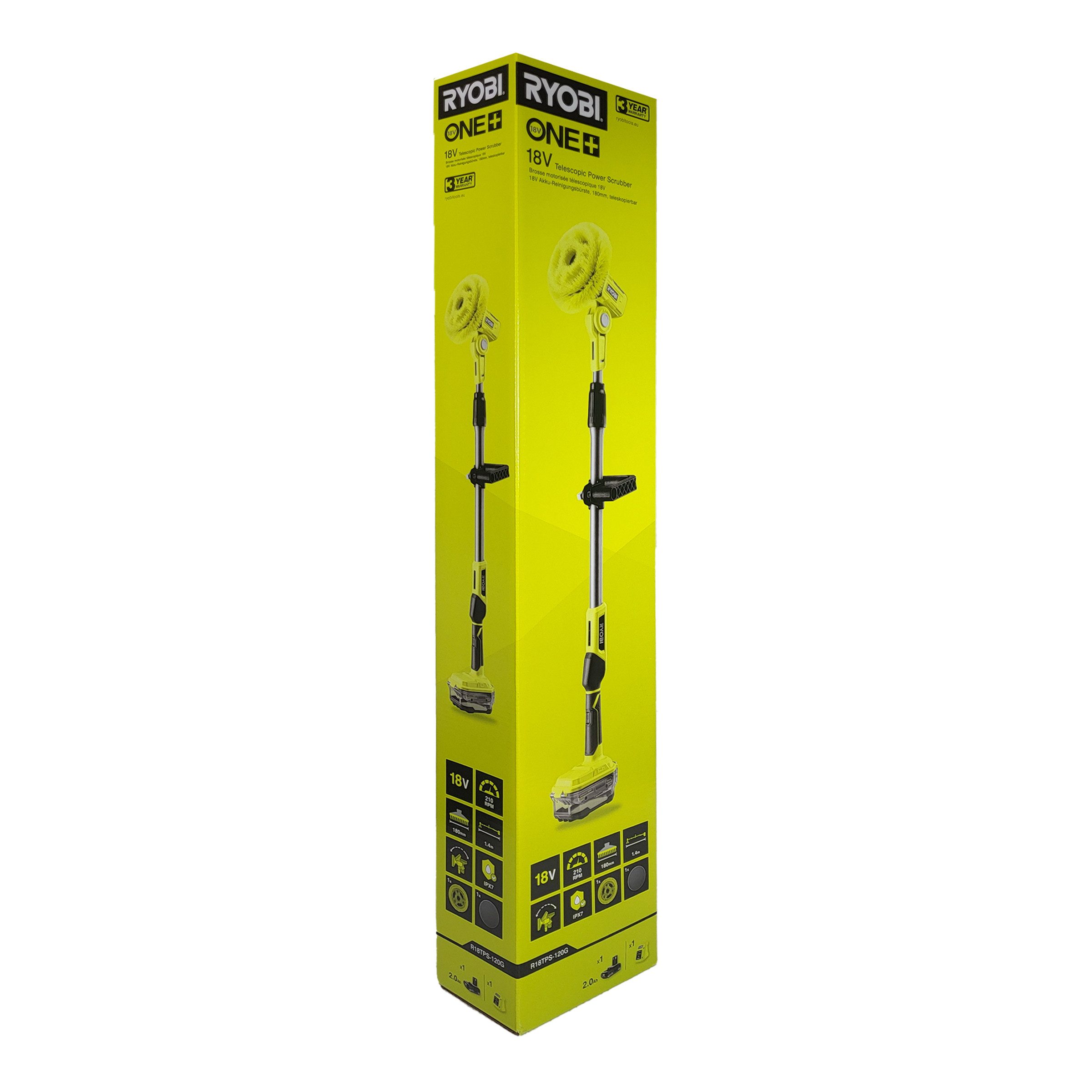 RYOBI Gartenpflege-Set Ryobi R18TPS-0 – teleskopische Rotationsbürste 18 V ONE+ (ohne Akku)