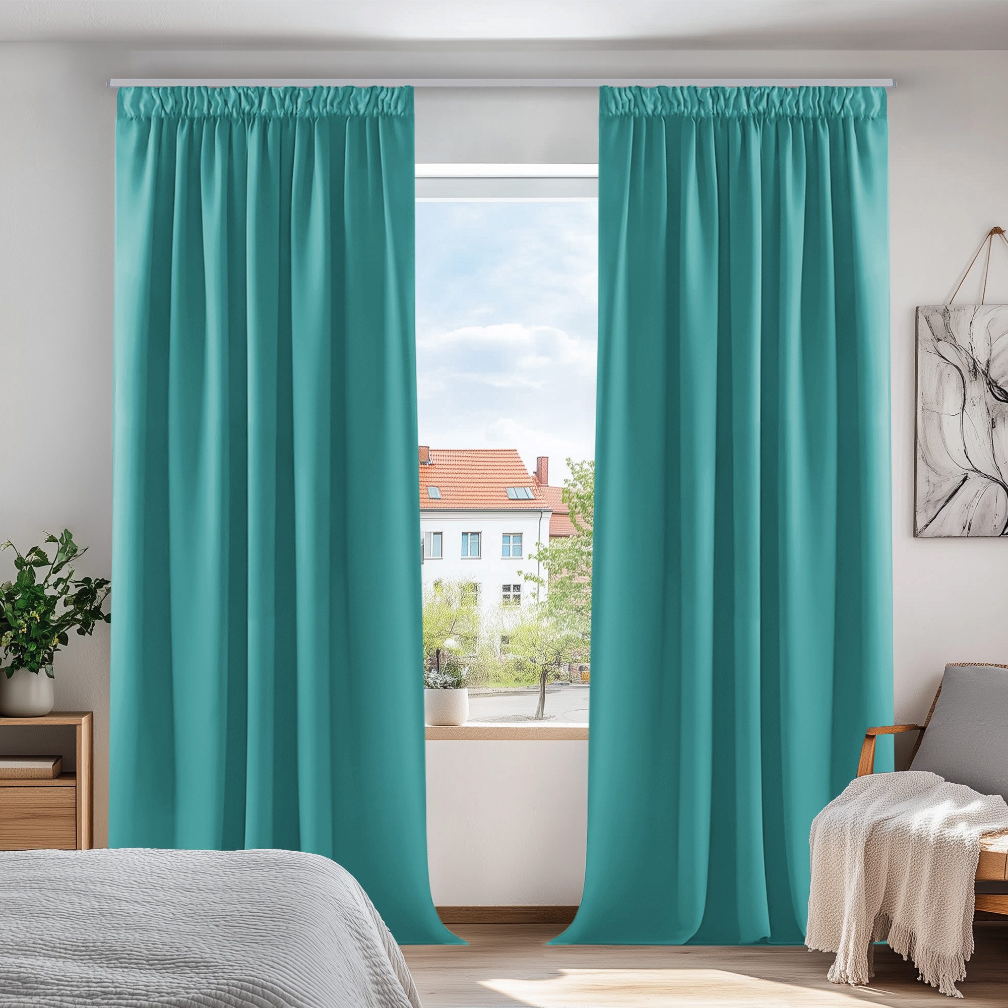 Deconovo Verdunkelungsvorhang Gardinen mit Kräuselband Blickdicht günstig online kaufen