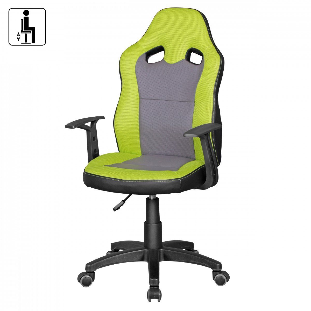 KADIMA DESIGN Kinderstuhl Kinder-Stuhl Ergonomisch, | mit FAST Grün, Grau Armlehnen - Grün höhenverstellbar
